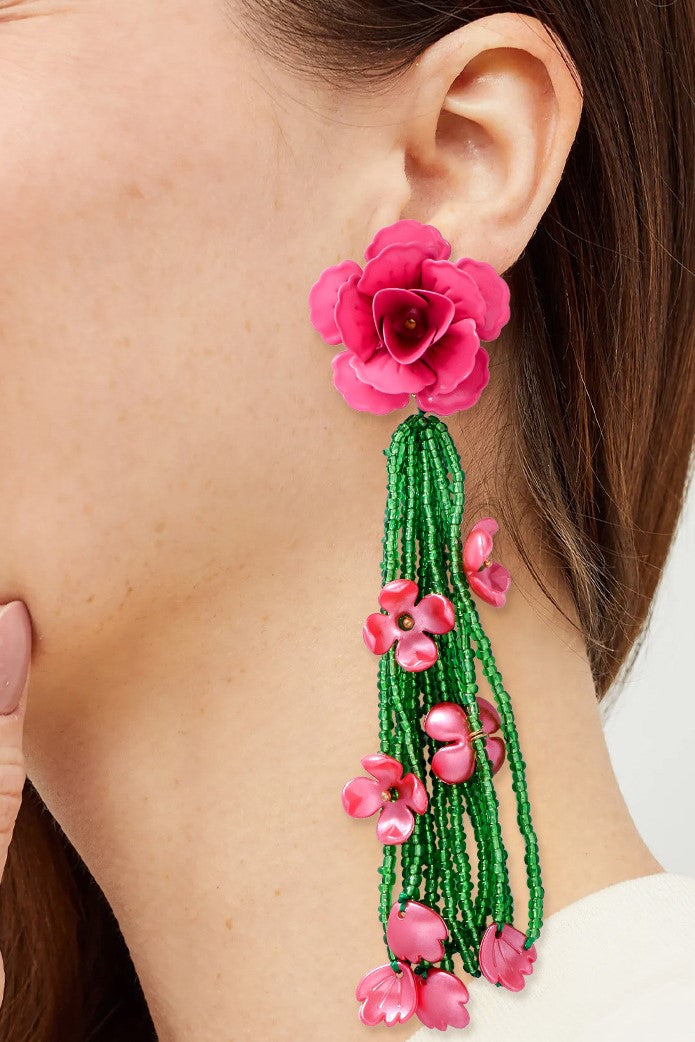 JOCELYN FLORAL BEAD DROP EARRINGS FOR WEDDING