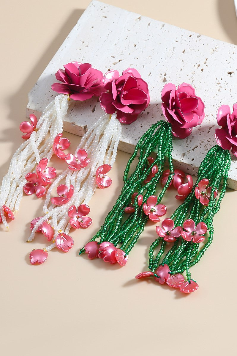 JOCELYN FLORAL BEAD DROP EARRINGS FOR WEDDING