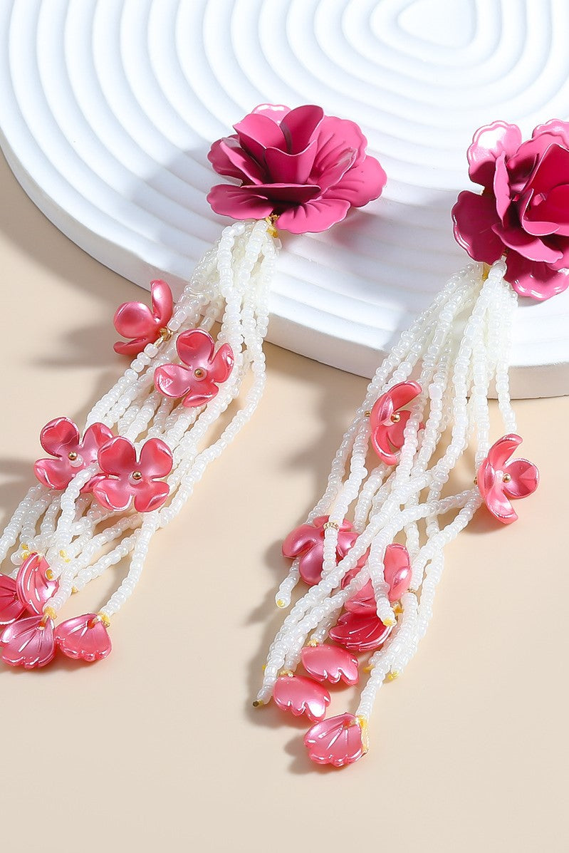 JOCELYN FLORAL BEAD DROP EARRINGS FOR WEDDING
