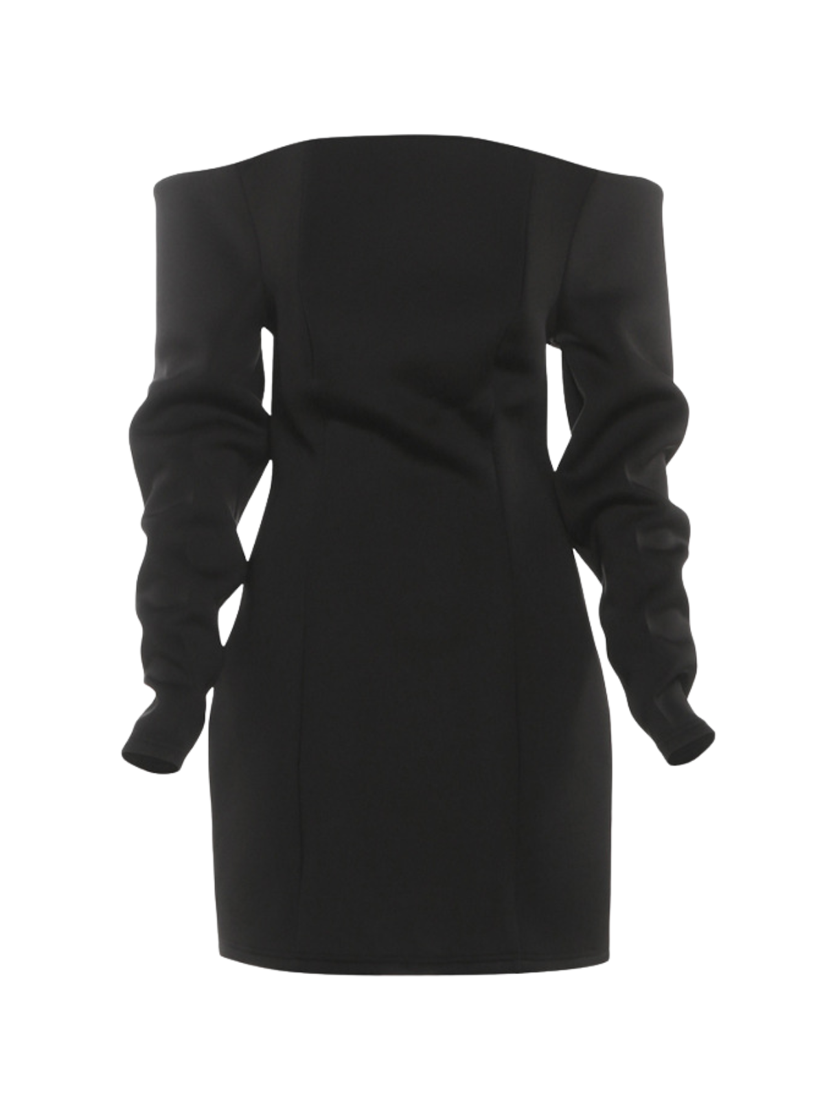 VICTORIA OFF-SHOULDER SATIN BODYCON MINI DRESS BLACK