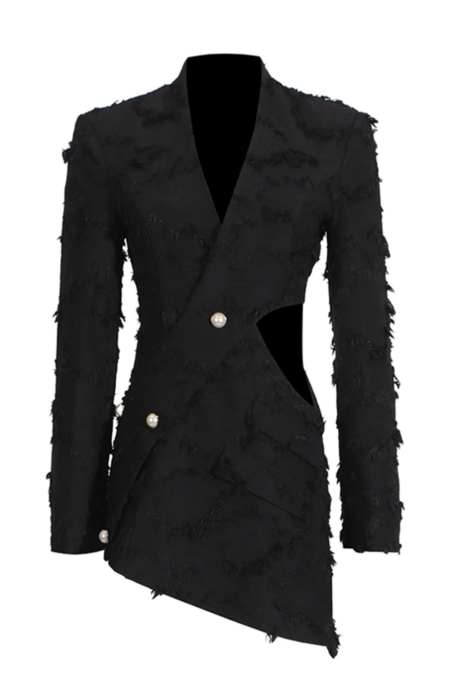 JOVIE FRINGE CUTOUT ASYMMETRIC BLAZER