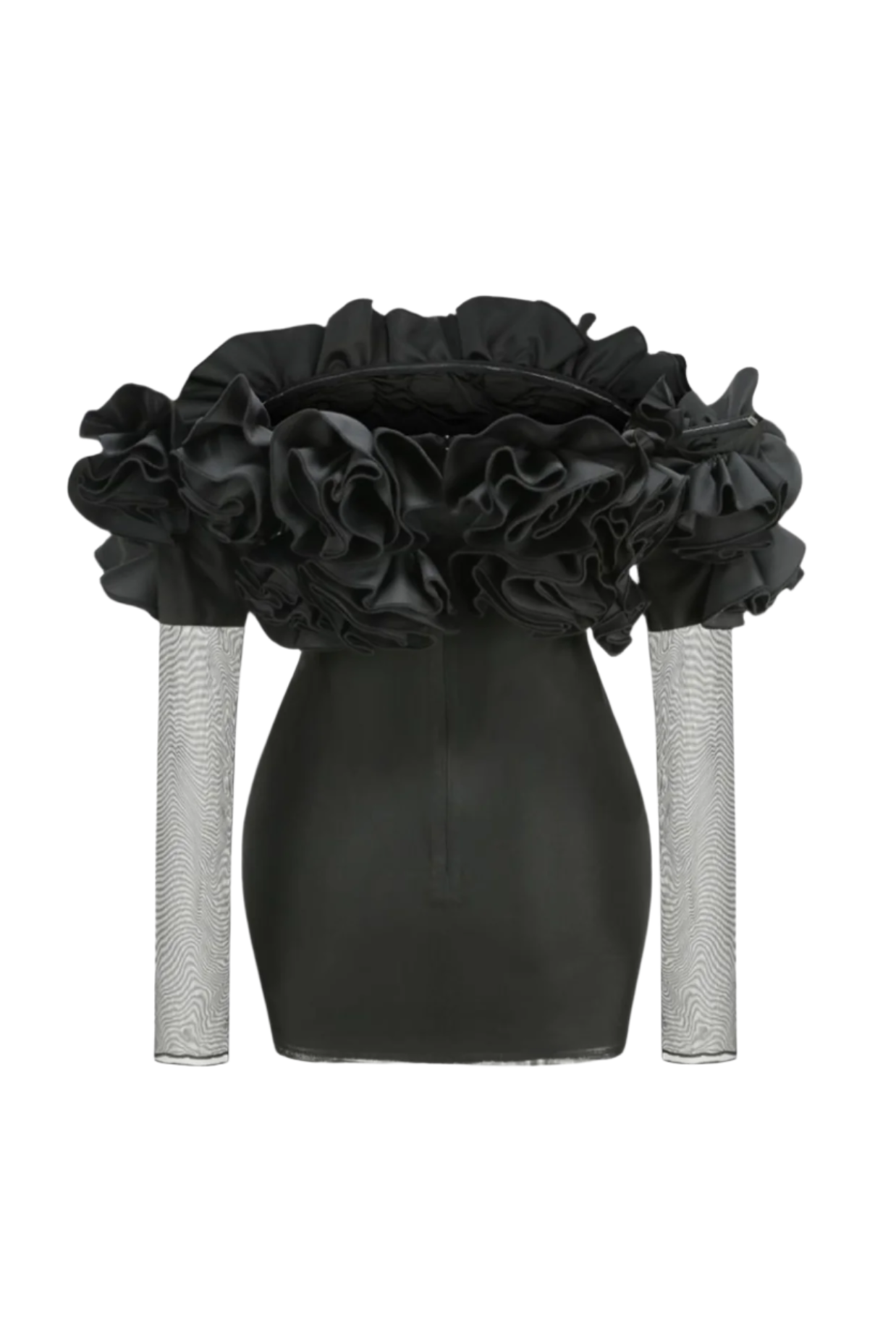 JOYANNE OFF SHOULDER FLOWER MESH MINI DRESS