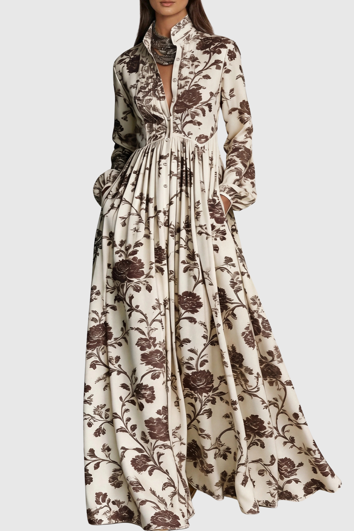JUDIE FLORAL MAXI DRESS - BROWN, BOHEMIAN WEDDING
