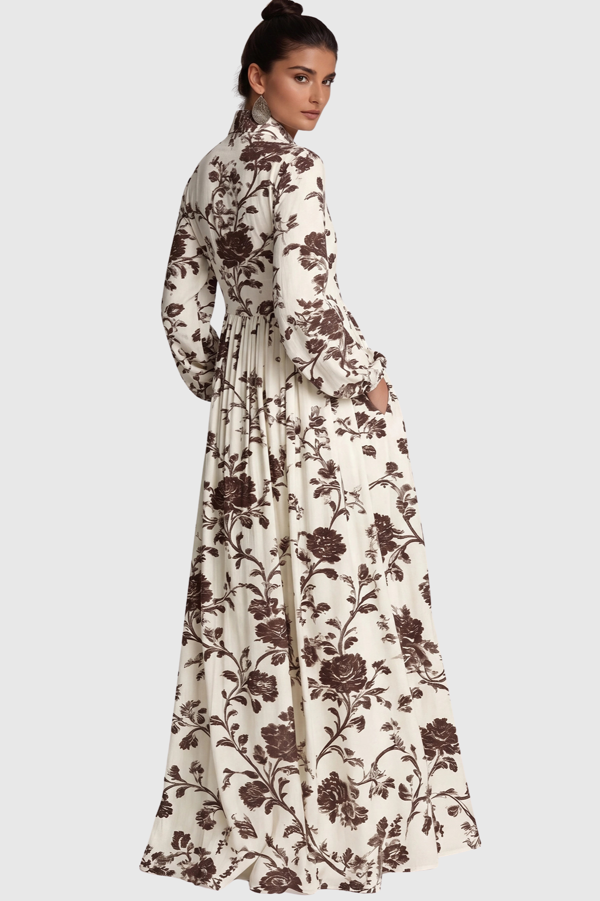 JUDIE FLORAL MAXI DRESS - BROWN, BOHEMIAN WEDDING