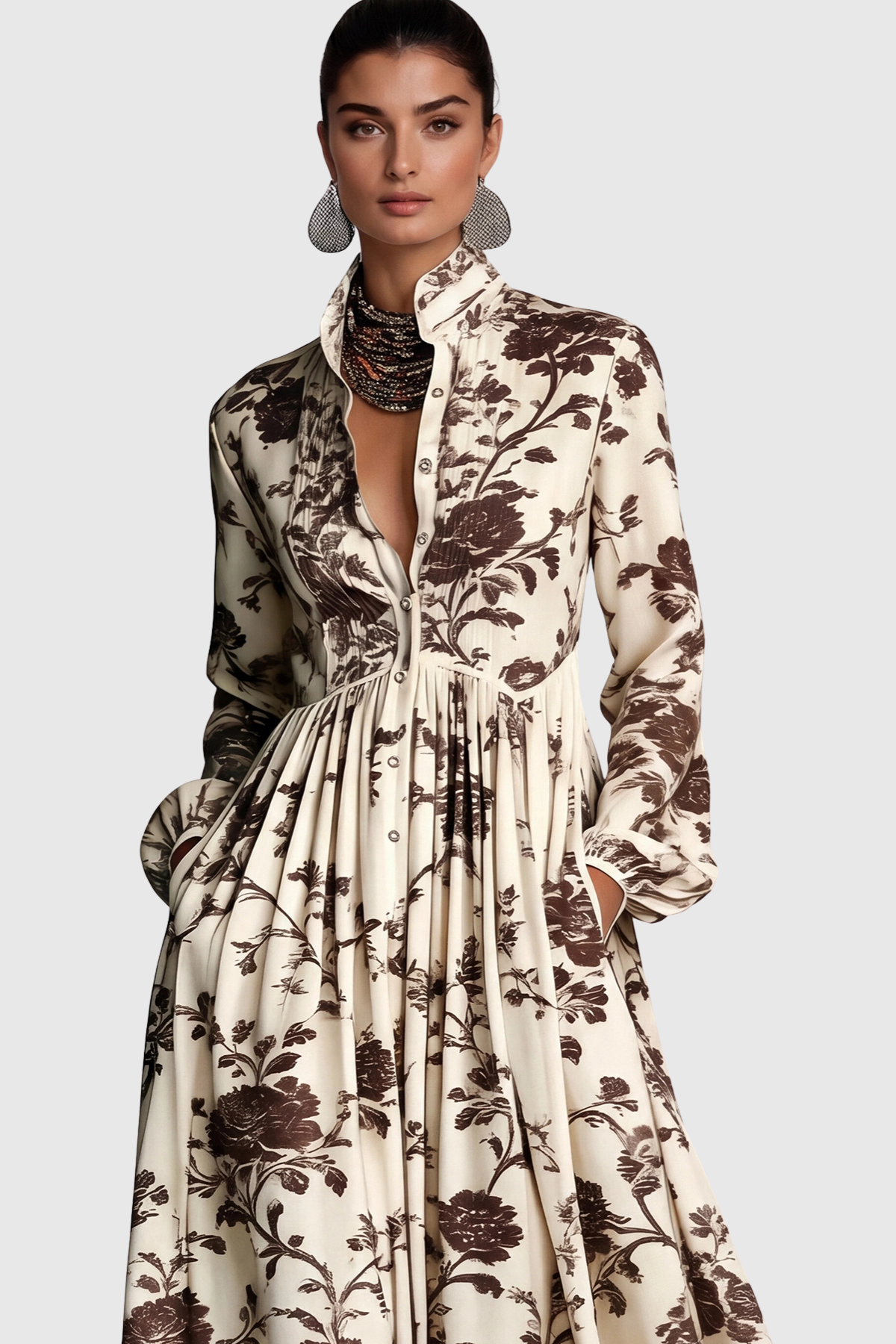 JUDIE FLORAL MAXI DRESS - BROWN, BOHEMIAN WEDDING
