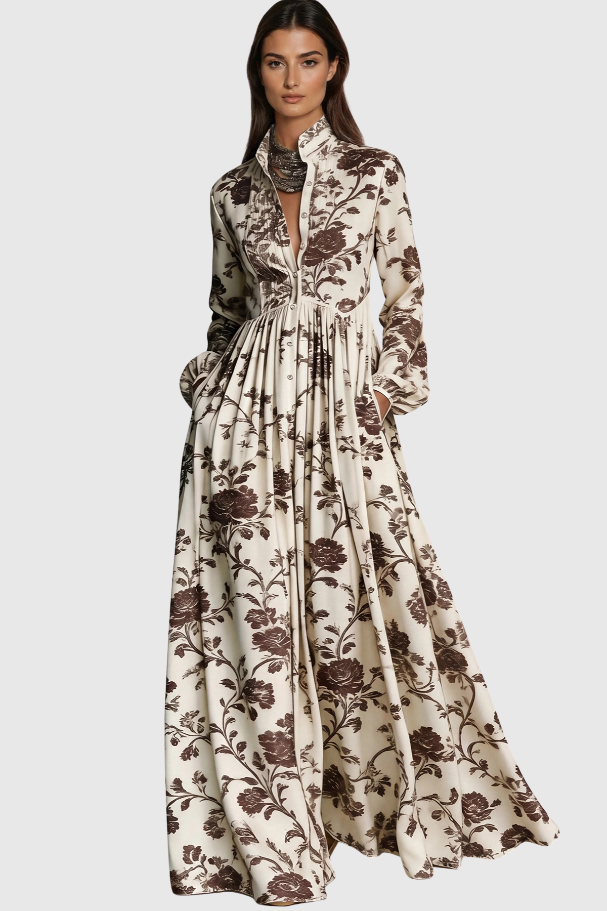 JUDIE FLORAL MAXI DRESS - BROWN, BOHEMIAN WEDDING