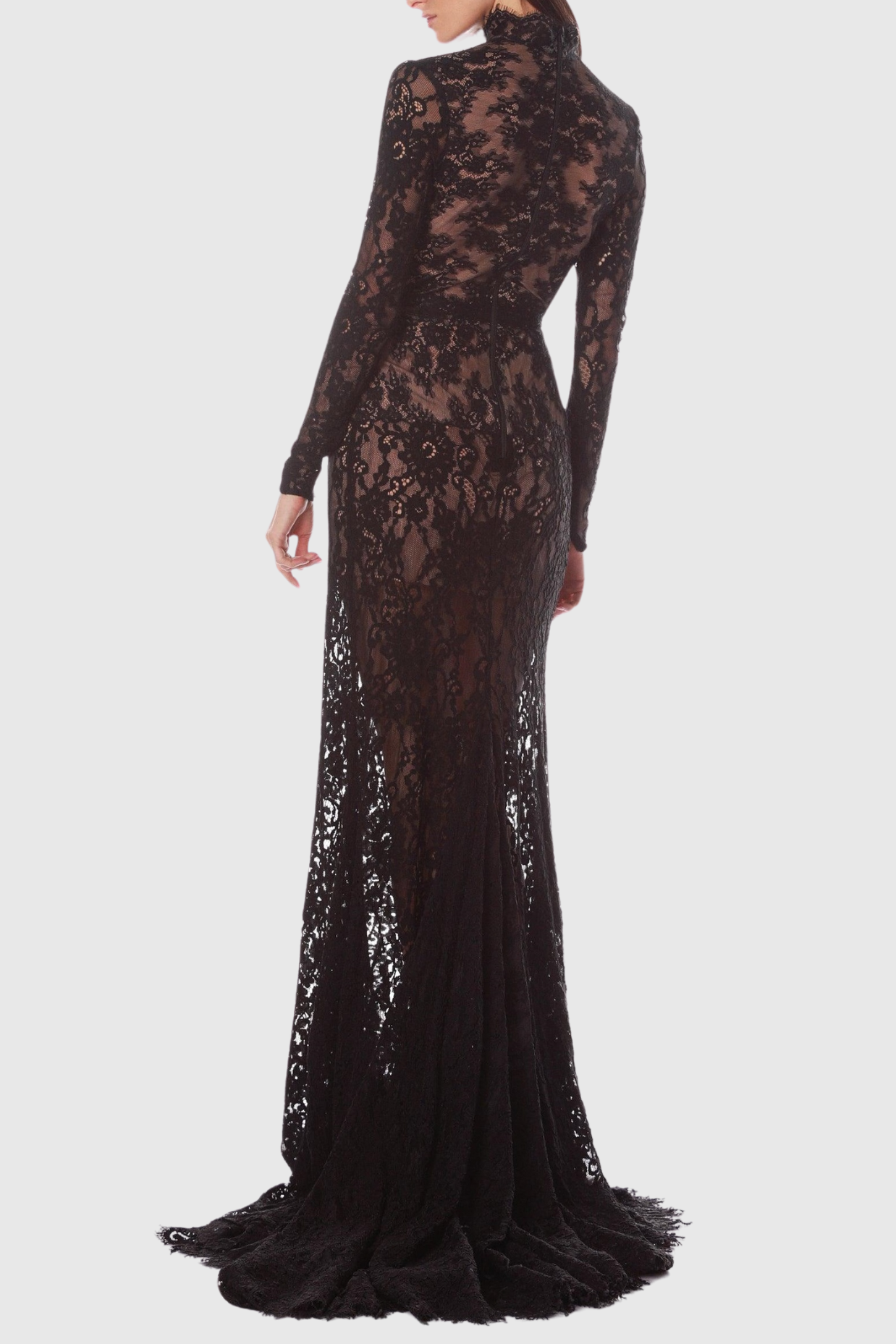 JUSELIUS LACE CUTOUT MAXI DRESS, BLACK
