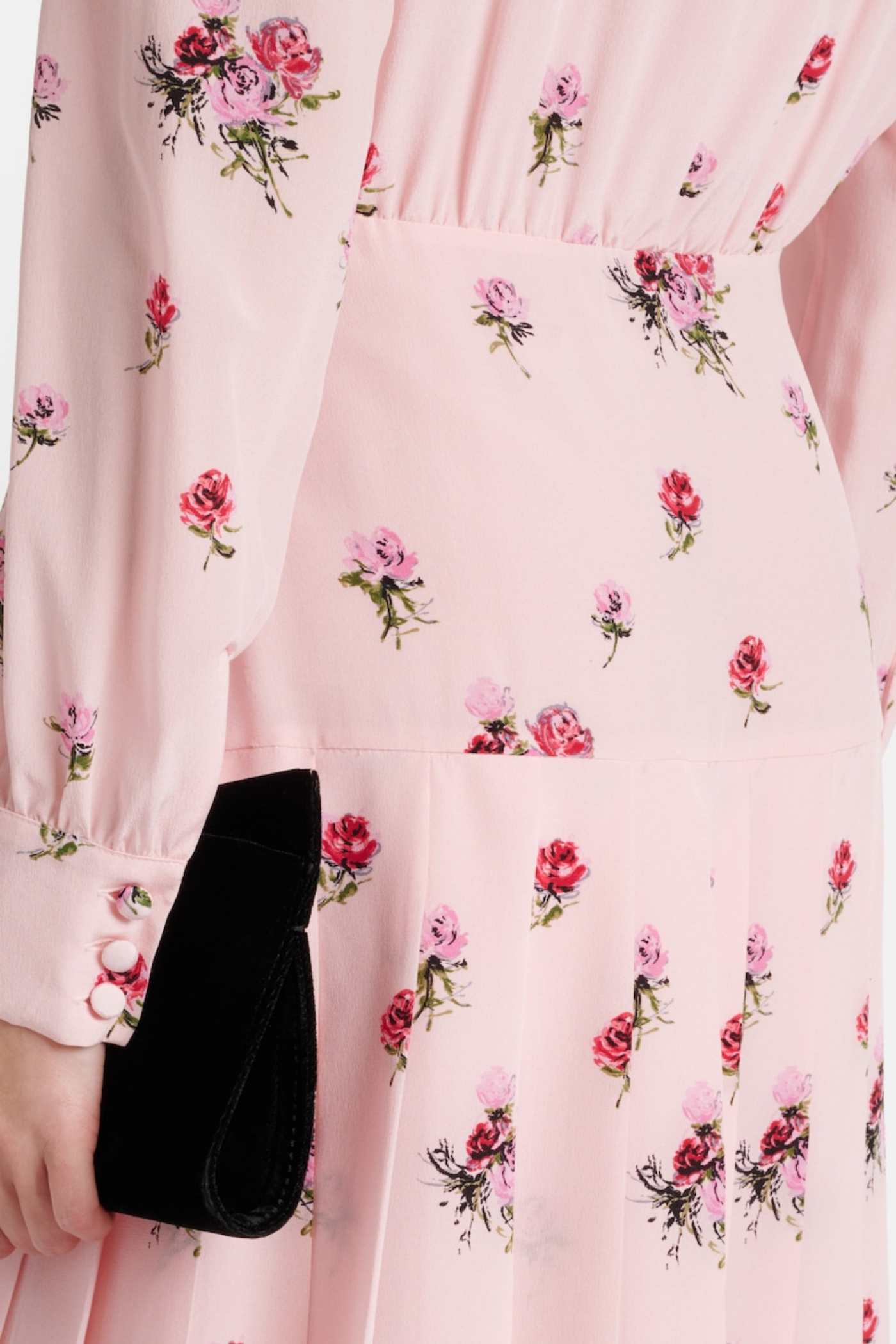JUTALAK ROSE PRINT PLEATED MIDI DRESS FOR WEDDING