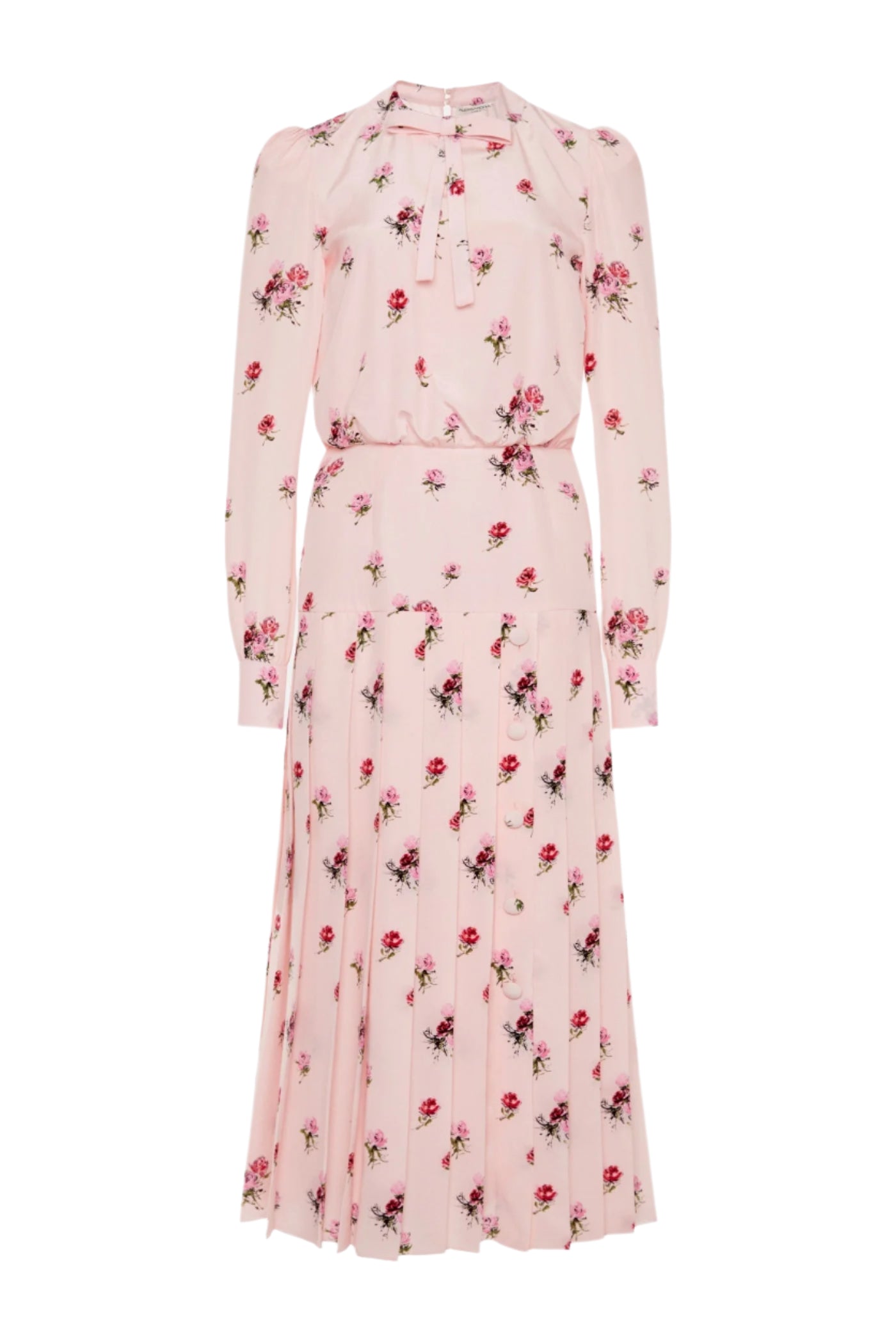 JUTALAK ROSE PRINT PLEATED MIDI DRESS FOR WEDDING