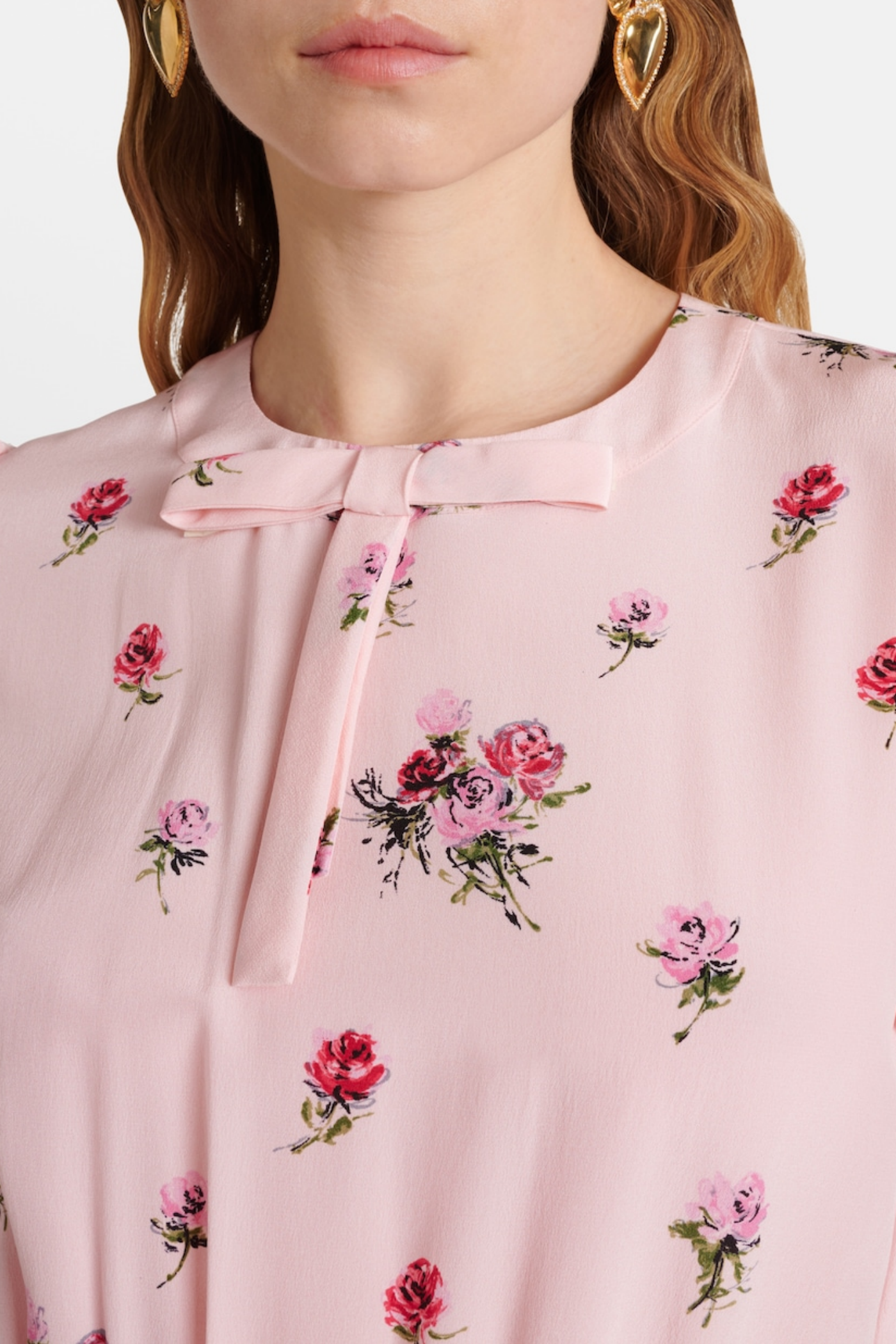 JUTALAK ROSE PRINT PLEATED MIDI DRESS FOR WEDDING