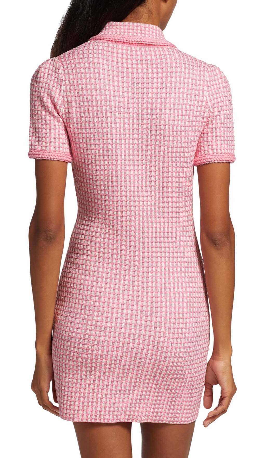 KNITTED PINK MINI DRESS, BUTTON FRONT, CASUAL