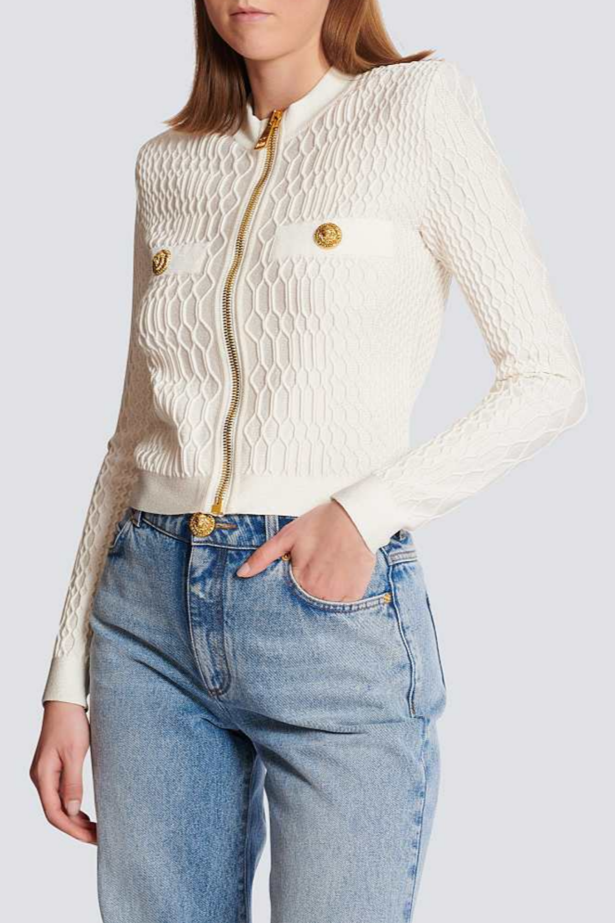 KABIN CROCODILE KNIT TOP WHITE CASUAL