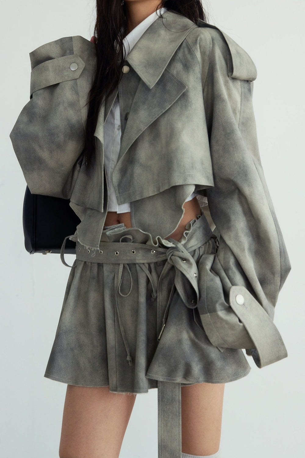 KAITLYN PRINT DECONSTRUCT TRENCH TWO PIECE SET