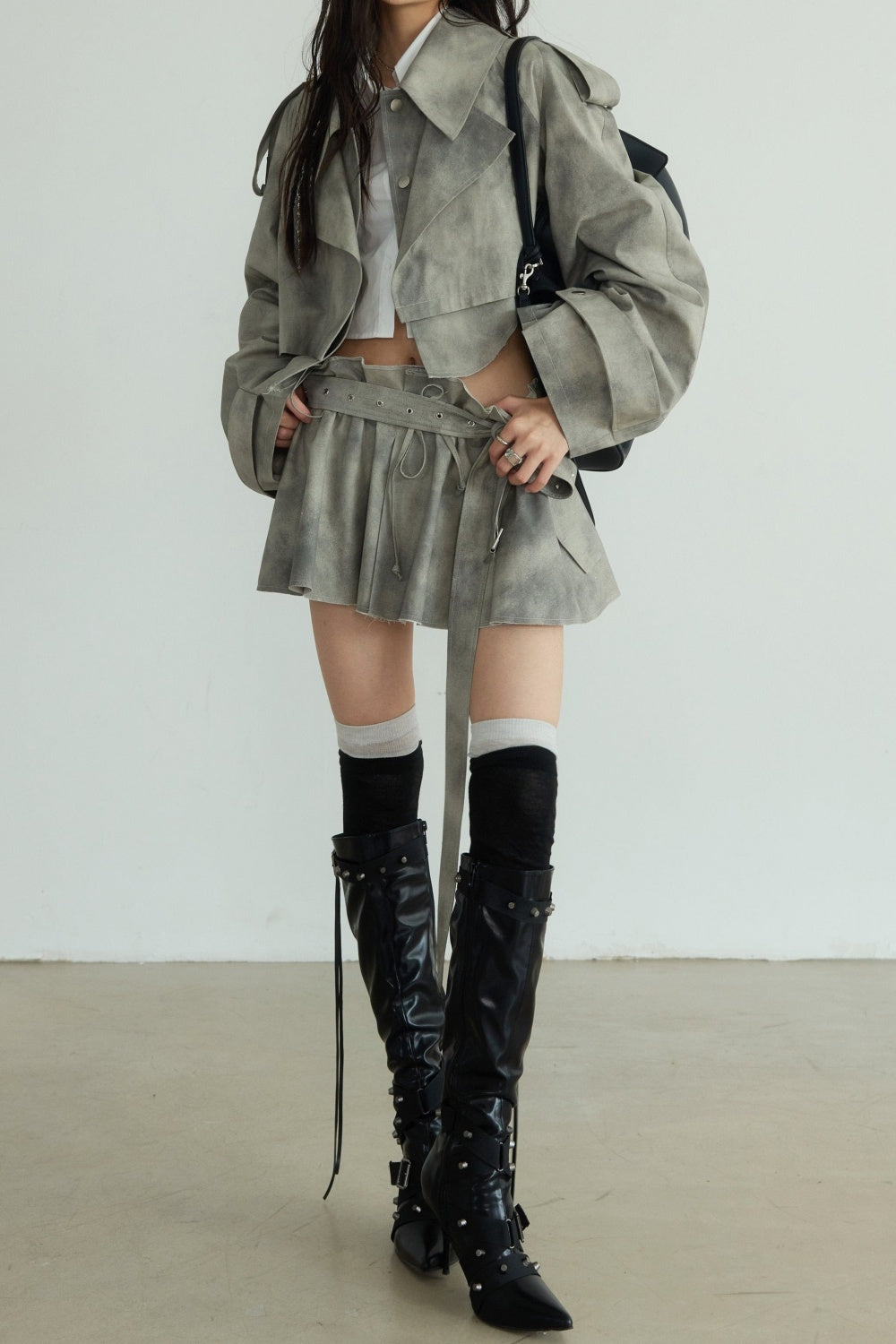 KAITLYN PRINT DECONSTRUCT TRENCH TWO PIECE SET