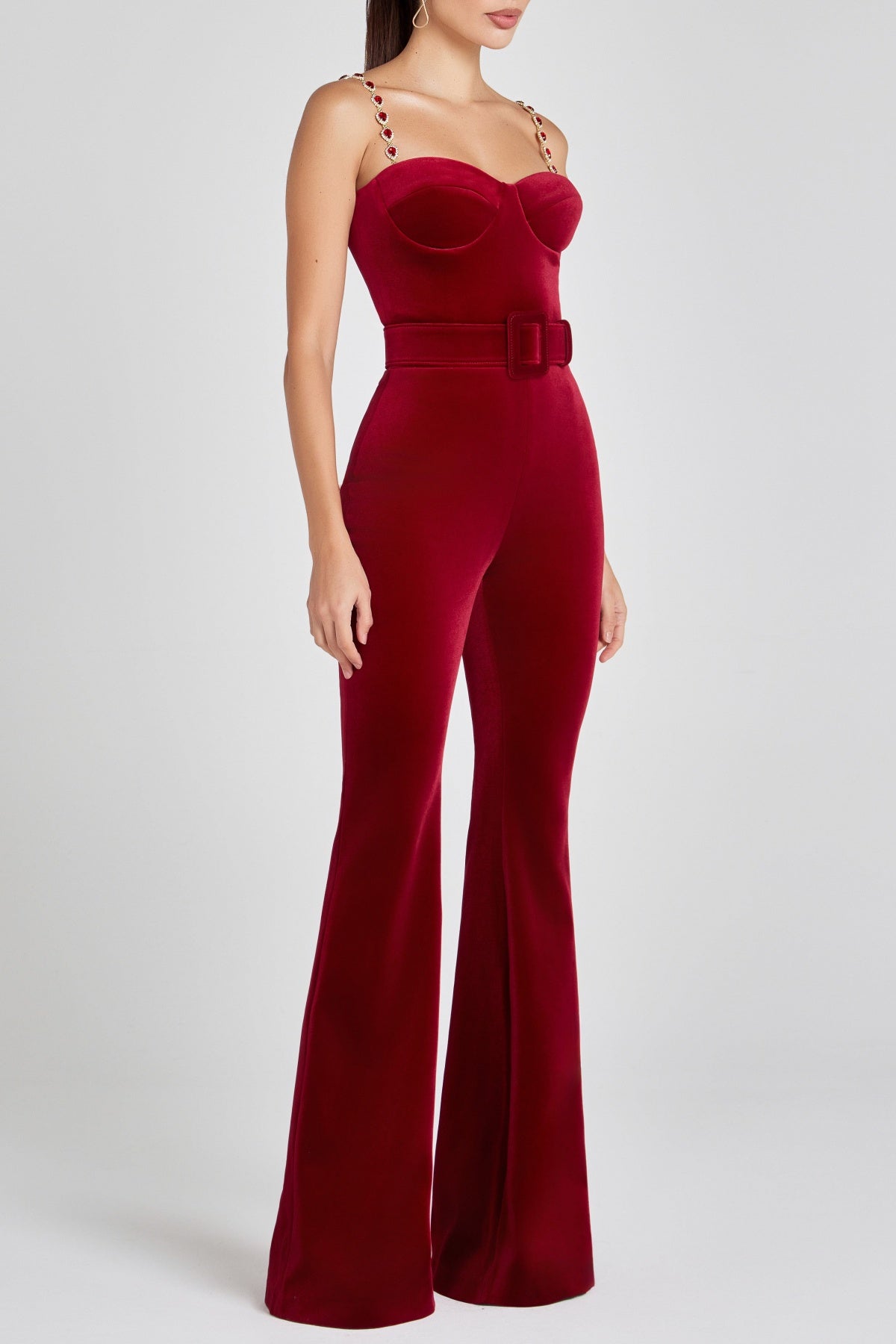 KALENE DIAMANTE VELVET JUMPSUIT FOR EVENING