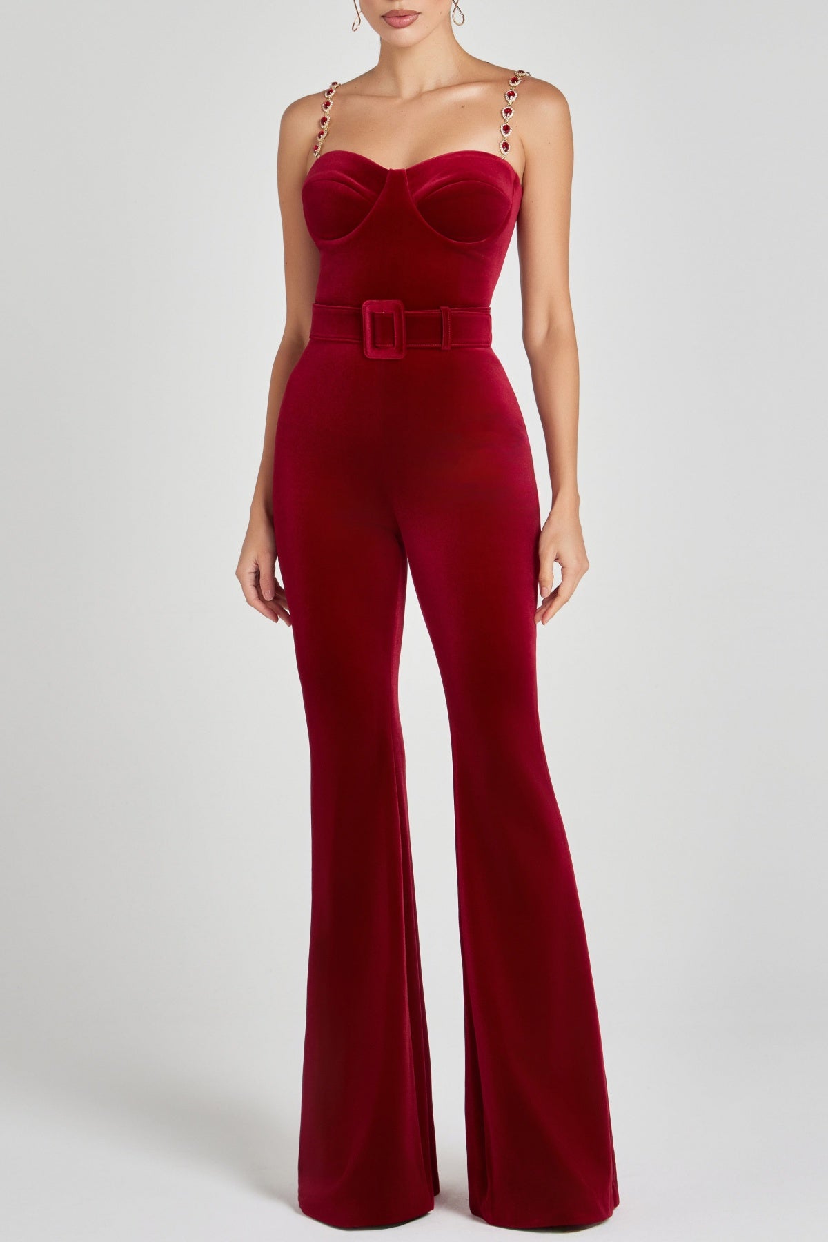 KaleneDiamanteChainVelvetJumpsuit7 KALENE DIAMANTE VELVET JUMPSUIT FOR EVENING