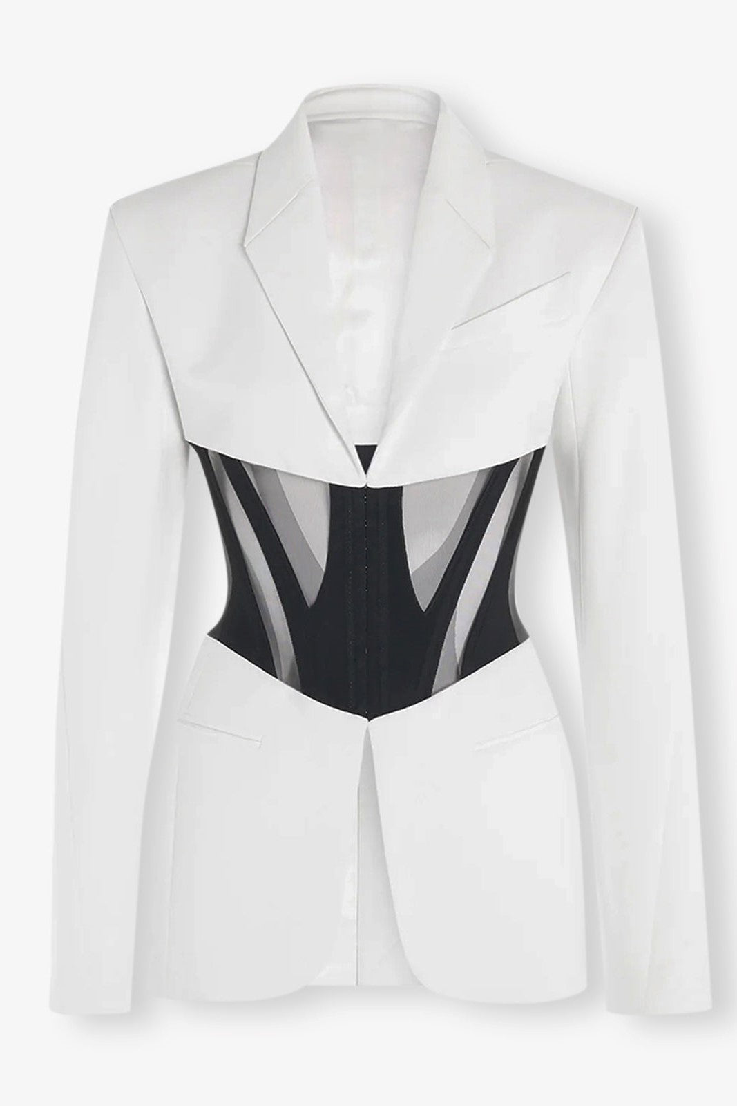 KAMRYN WHITE PANELED MESH BLAZER BLAZER