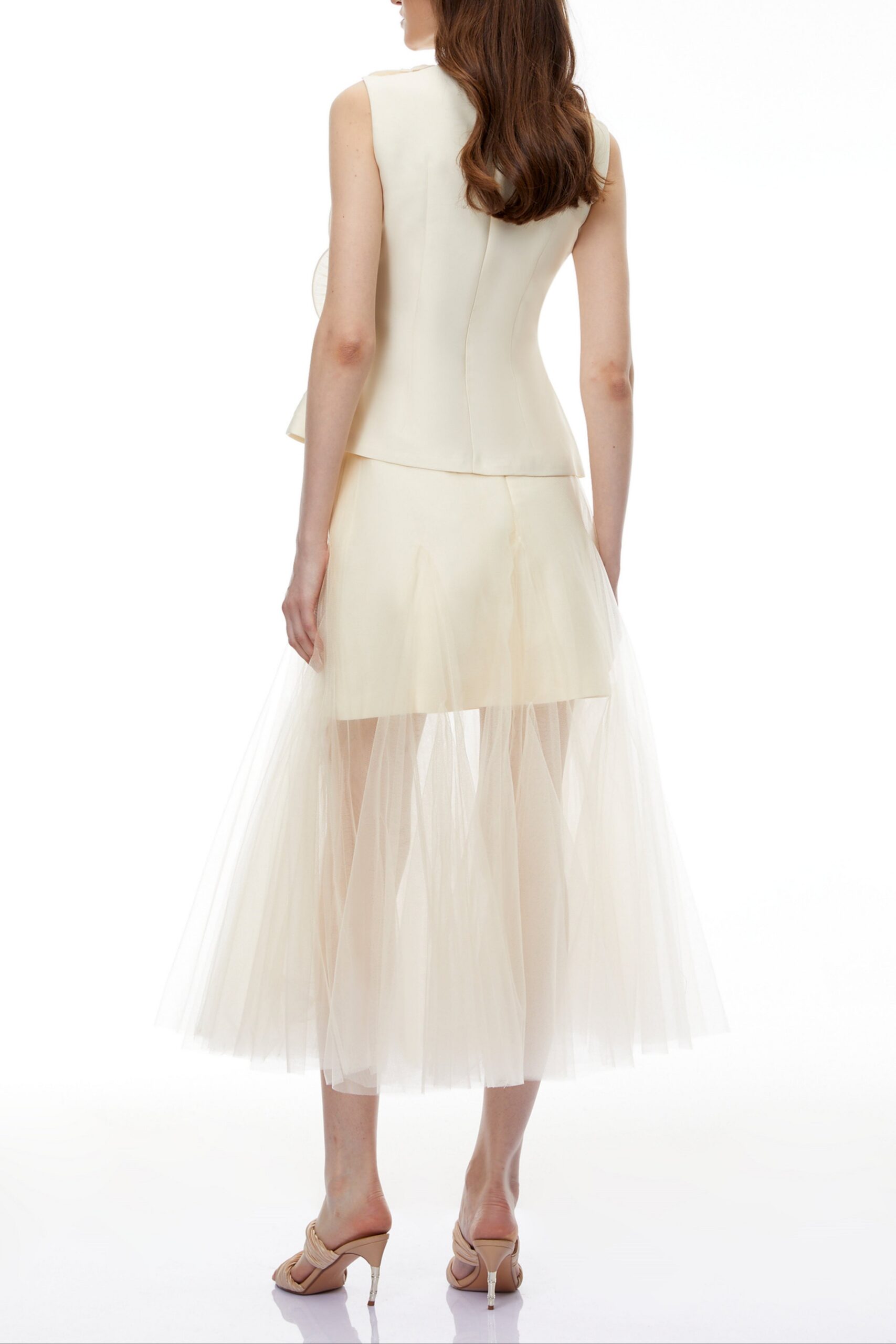 KARIMA 3D PETAL TOP & SKIRT SET - NEUTRAL FORMAL