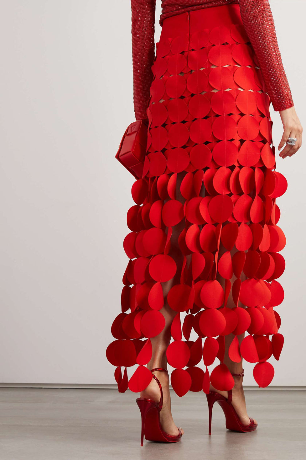 KATELYN FRINGE MIDI SKIRT - RED PARTY NIGHT OUT