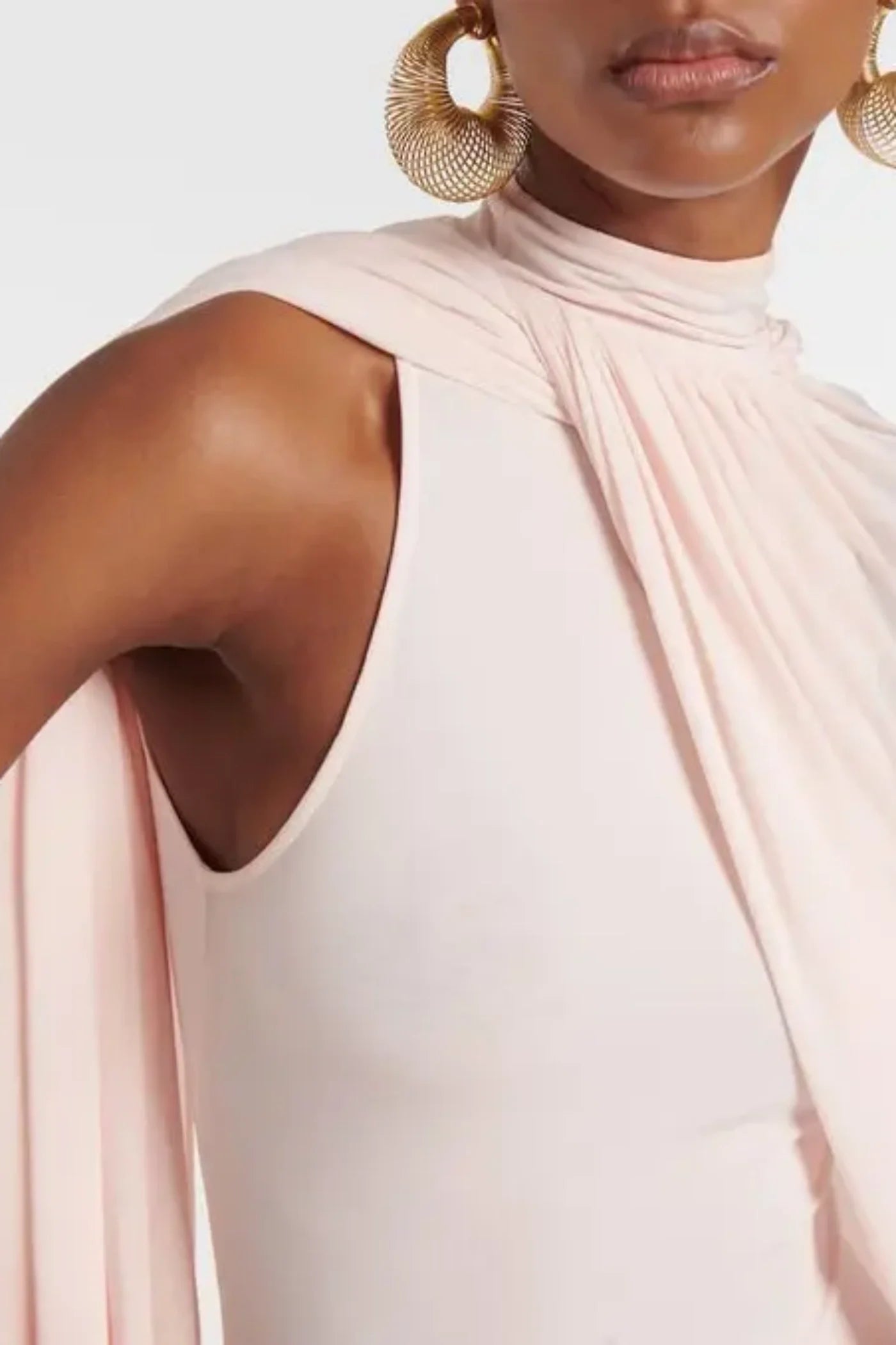 ASYMMETRIC CAPE MIDI DRESS FOR WEDDING