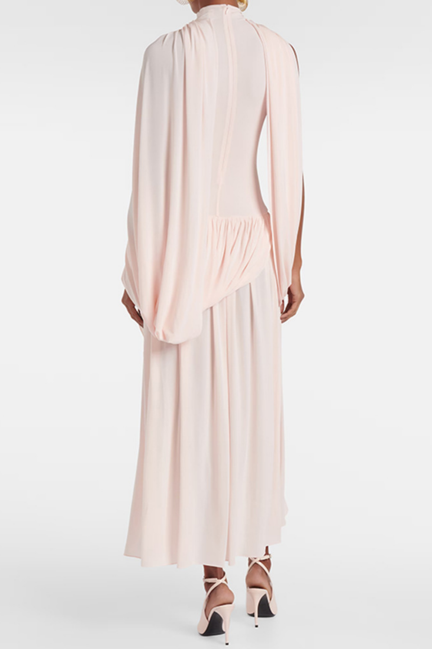 ASYMMETRIC CAPE MIDI DRESS FOR WEDDING