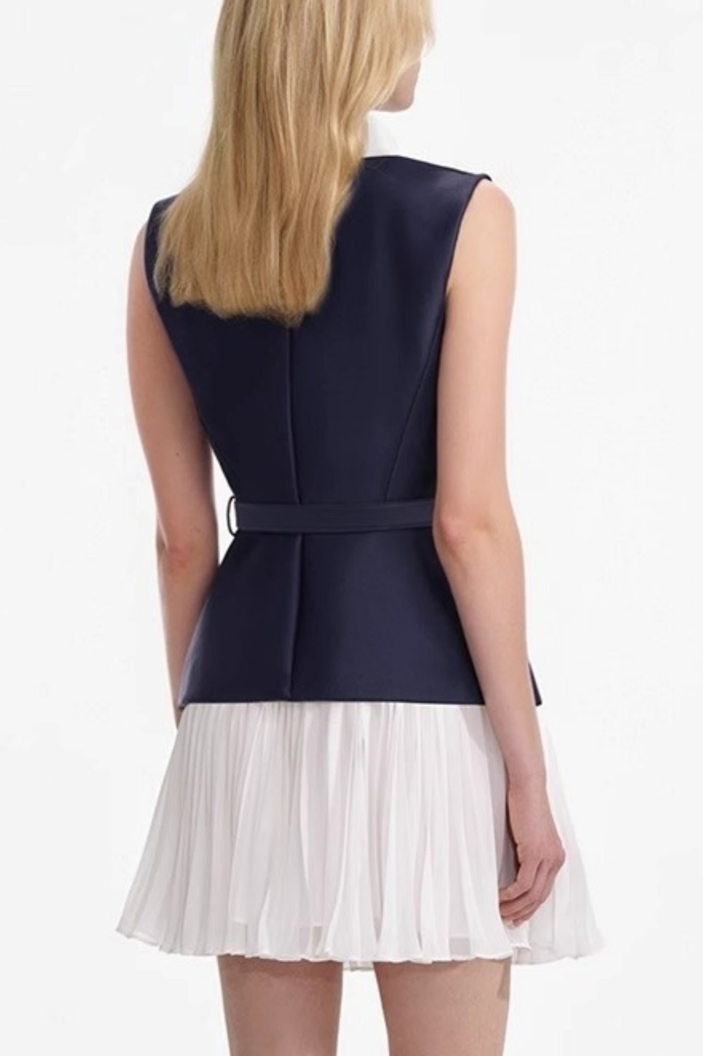 SLEEVELESS BELTED CHIFFON MINI DRESS FOR PARTY
