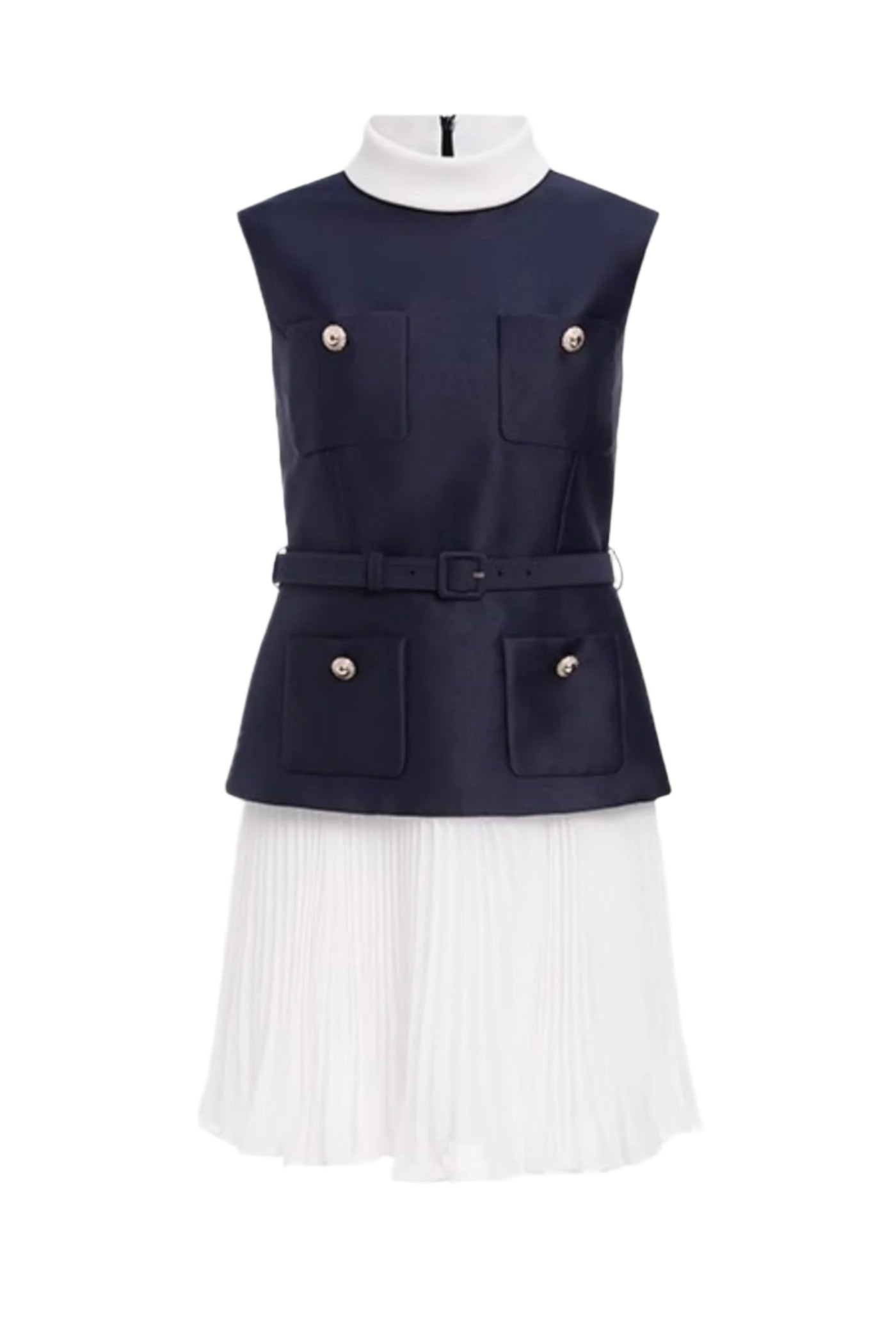 SLEEVELESS BELTED CHIFFON MINI DRESS FOR PARTY