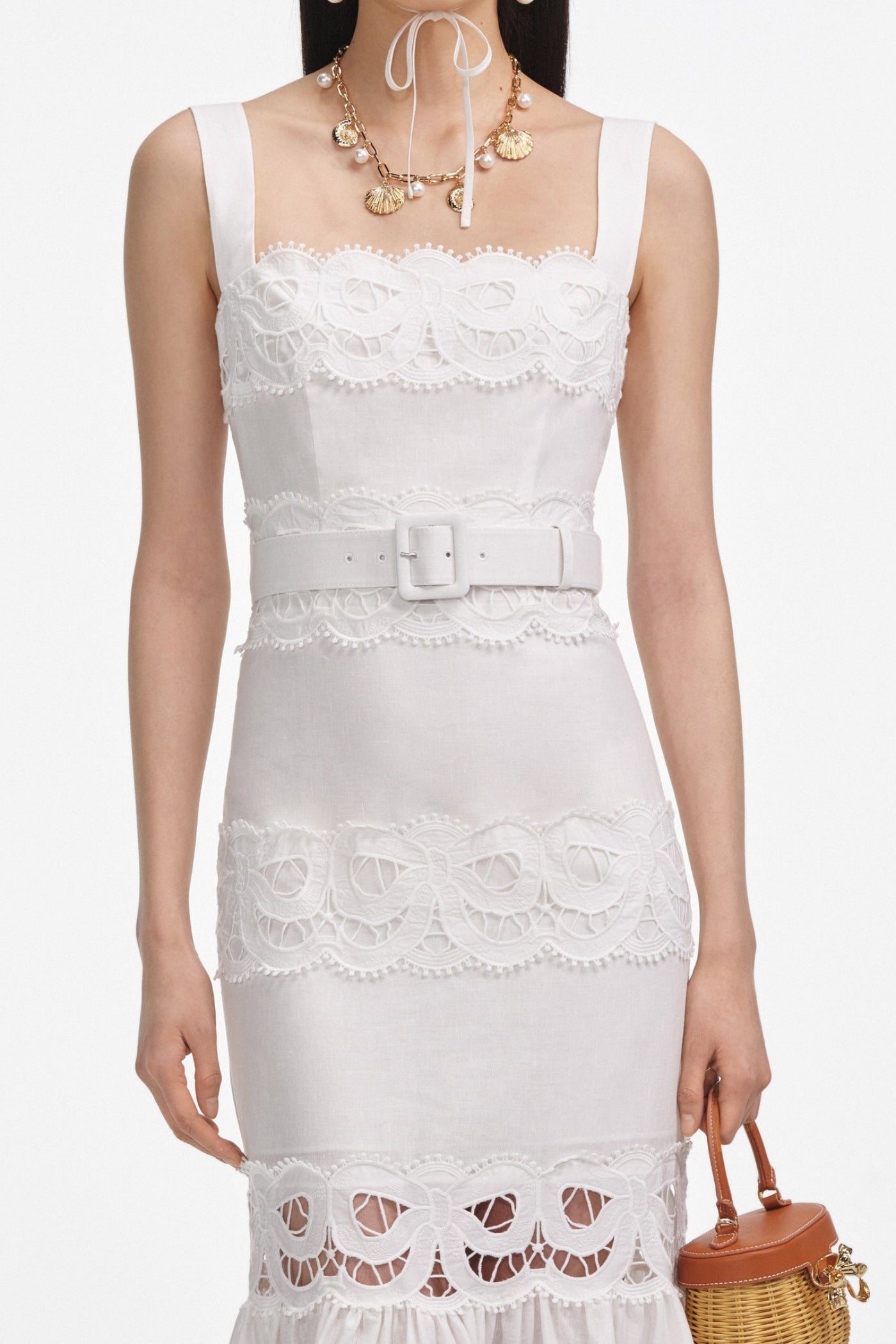 KEANE LACE BELTED MIDI DRESS, ELEGANT