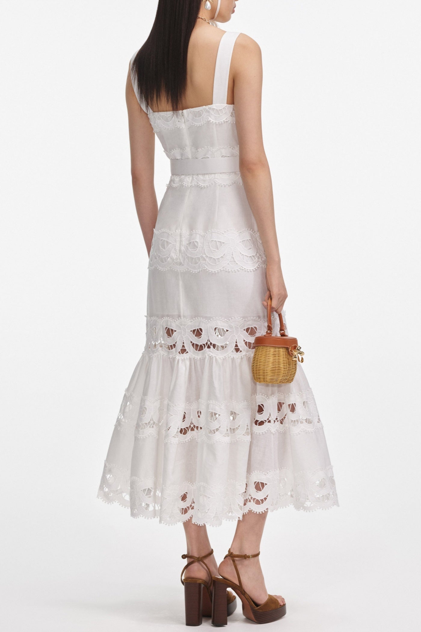 KEANE LACE BELTED MIDI DRESS, ELEGANT