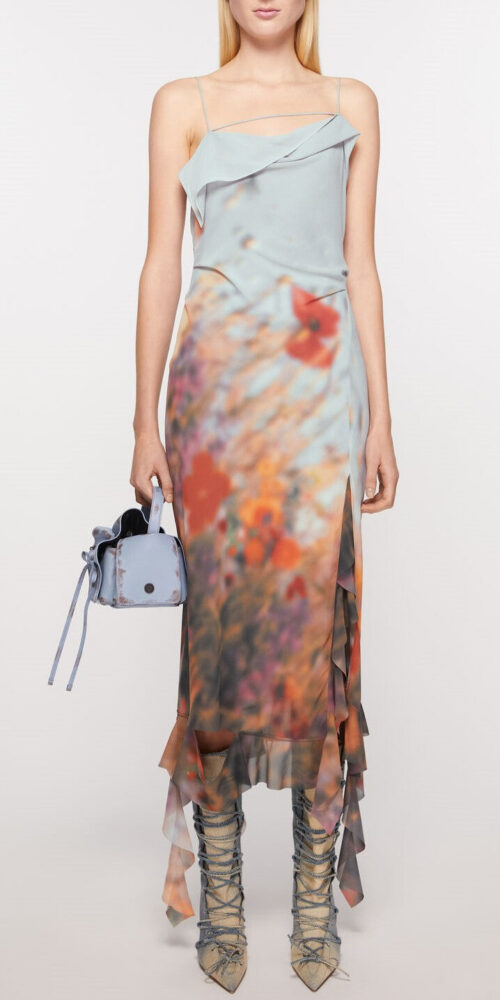 Kenzia Printed Asymmetric Ruffle Midi Dress Kenzia Printed Asymmetric Ruffle Midi Dress