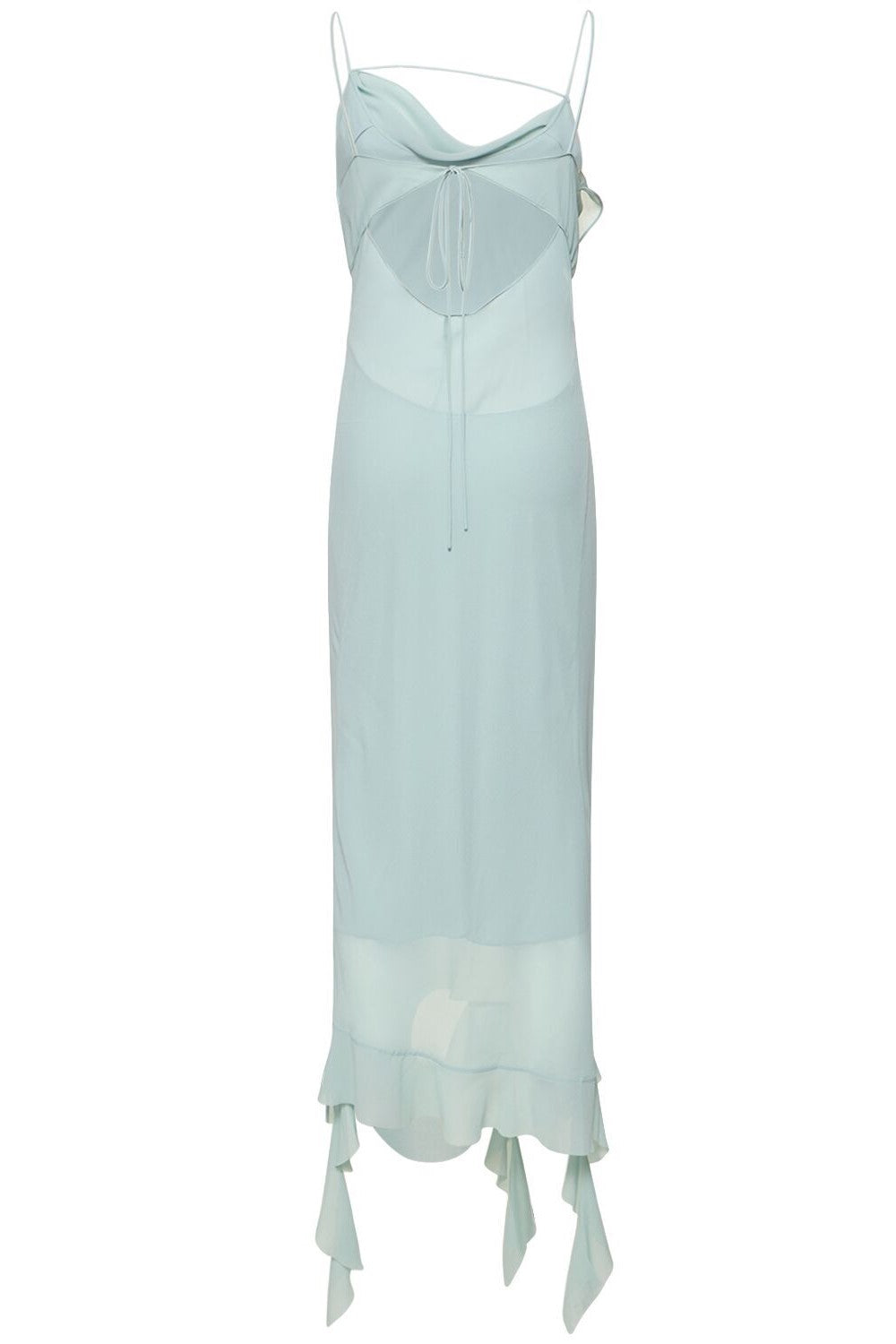 KENZIA ASYMMETRIC RUFFLE MIDI DRESS GREEN