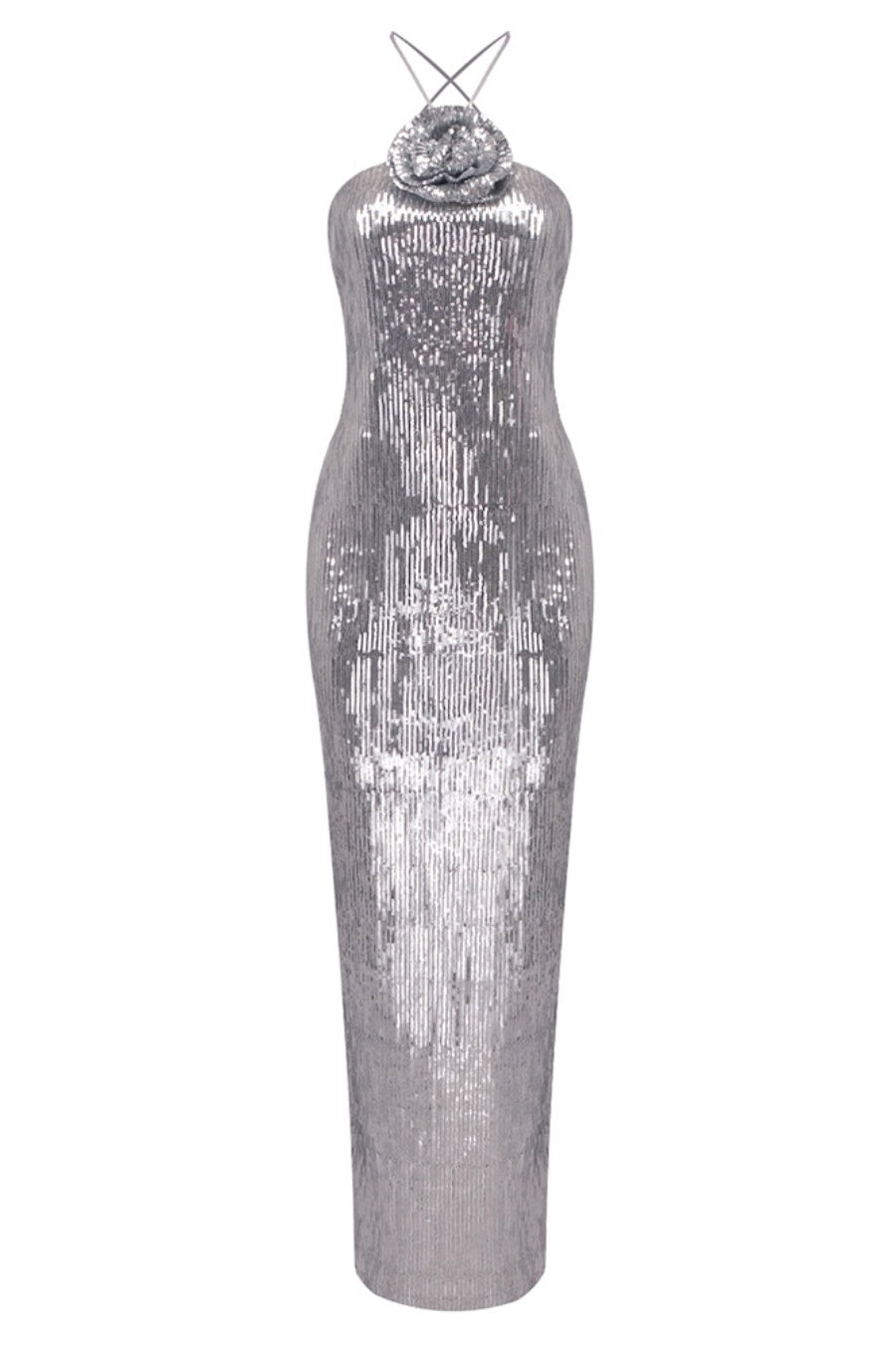 KIARA FLORAL SEQUIN BACKLESS MAXI DRESS