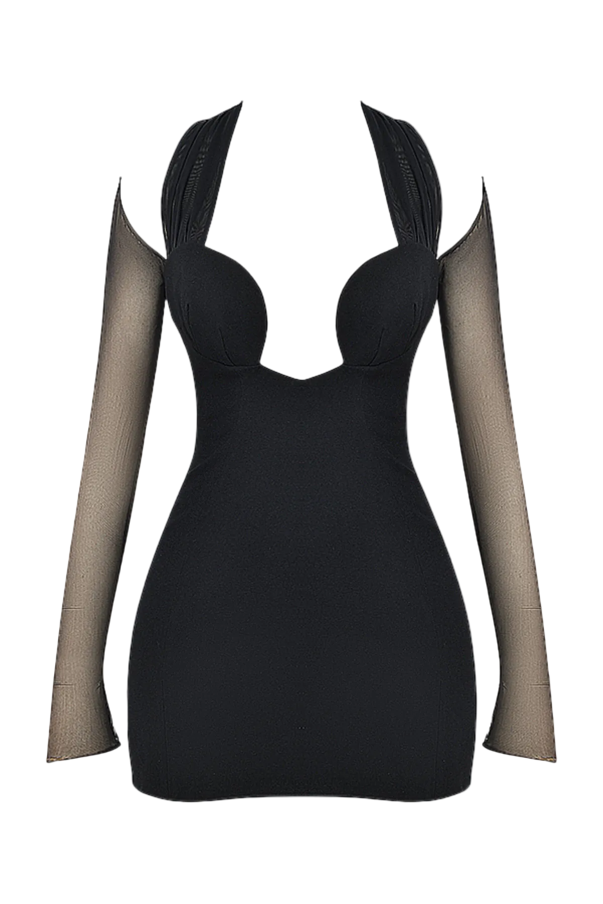 KIERAN HALTER PLUNGE MESH MINI PARTY DRESS