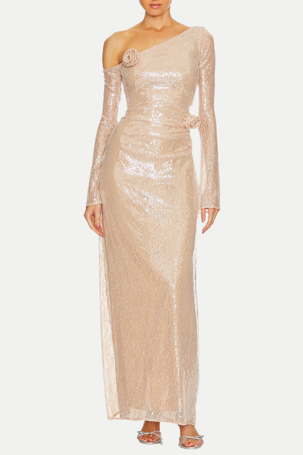 KLUCIA OFF SHOULDER MAXI DRESS, FLORAL SEQUIN PARTY
