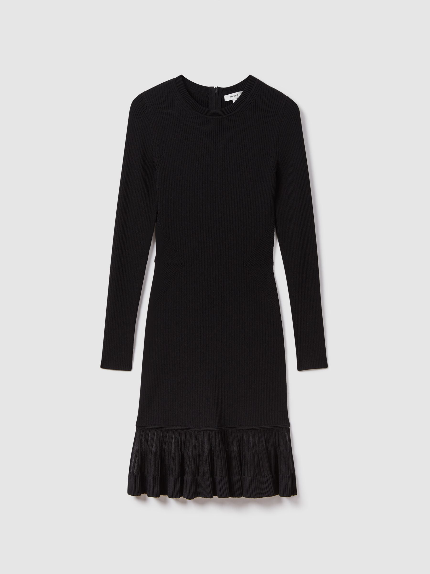 Knitted_Sheer_Flared_Mini_Dress_in_Black_-_Image_2_of_6 KNITTED SHEER FLARE MINI DRESS, BLACK