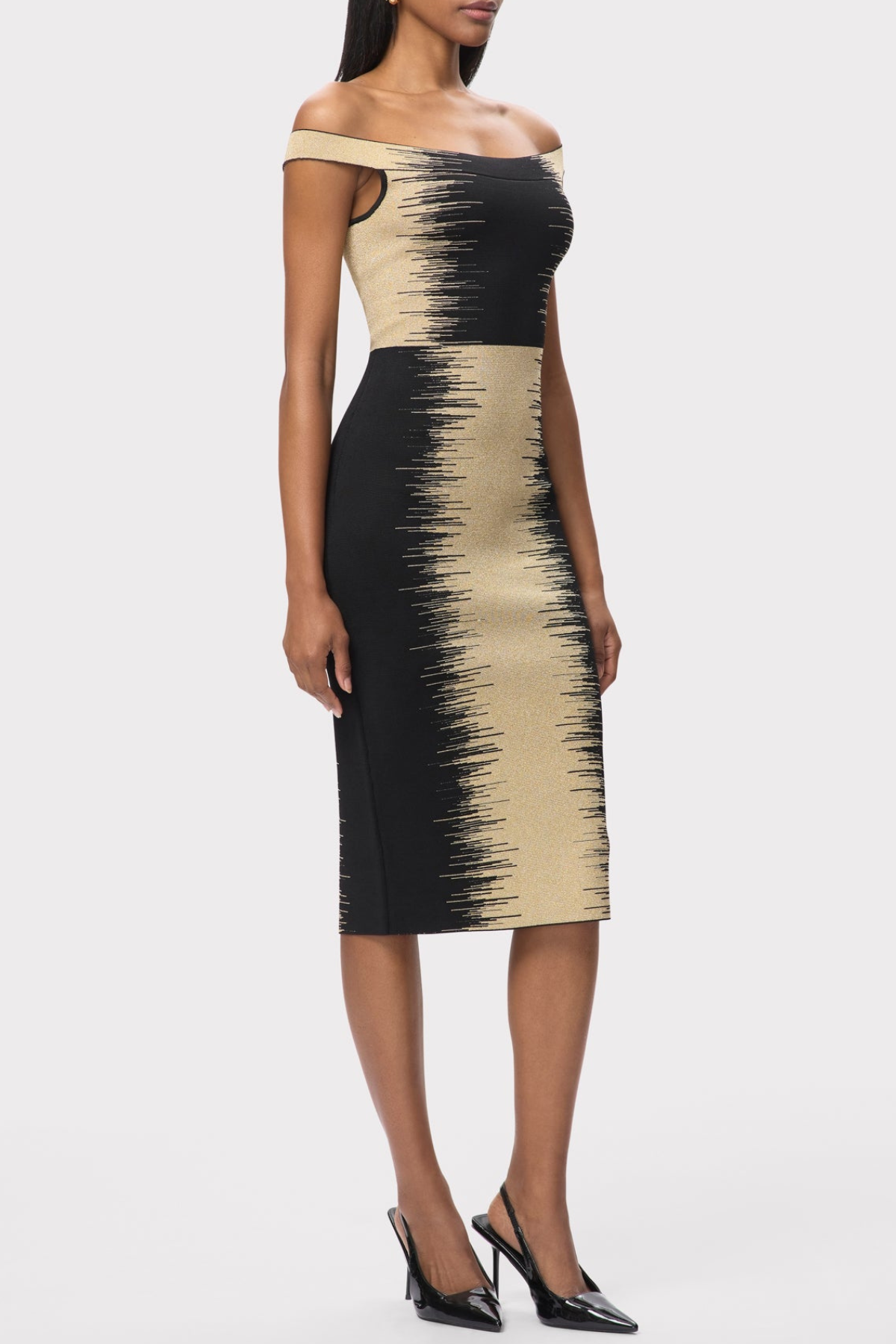 KODYO OFF-SHOULDER GRADIENT MIDI DRESS