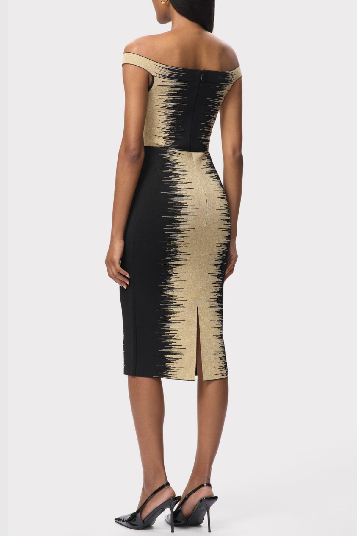 KODYO OFF-SHOULDER GRADIENT MIDI DRESS