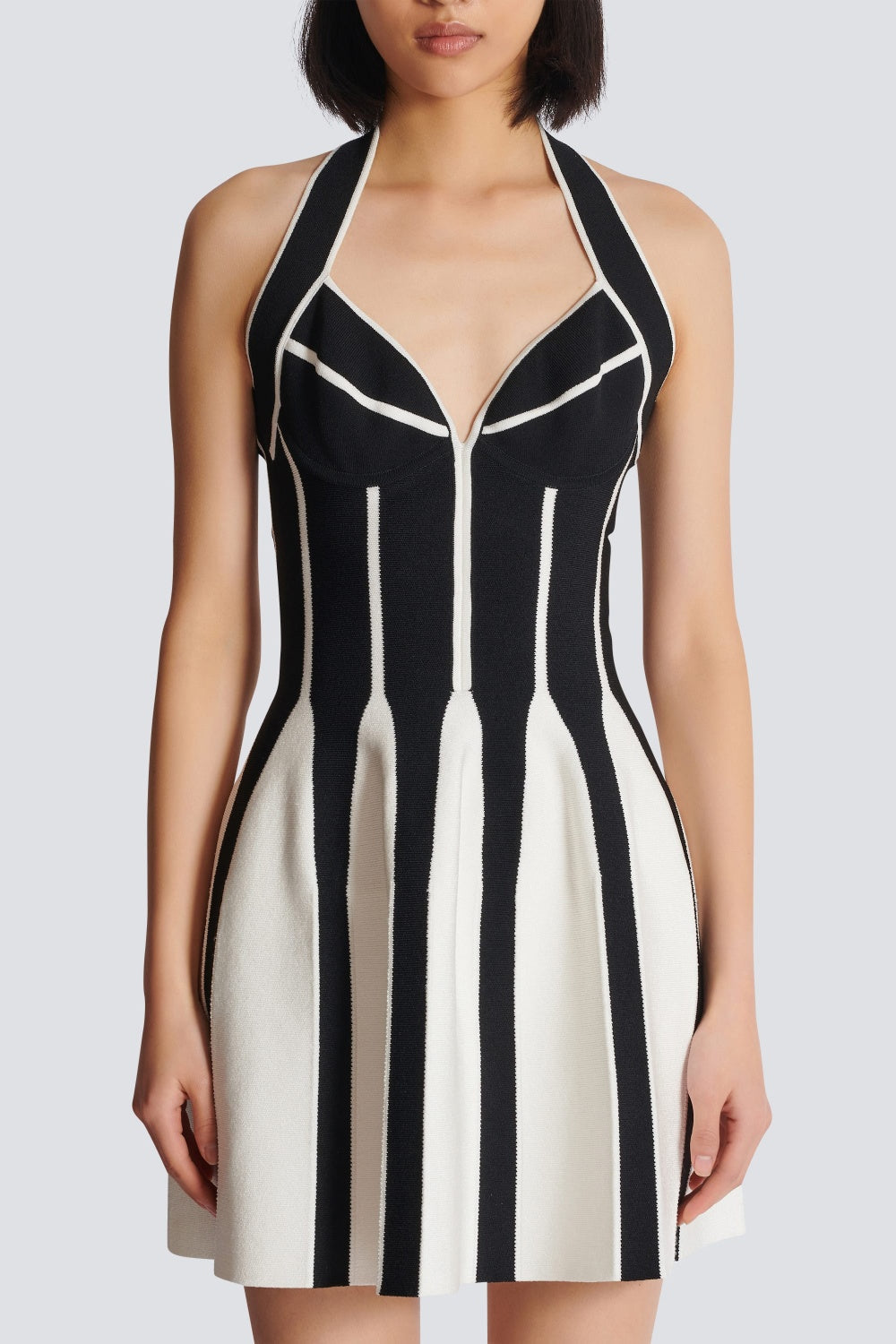 KRIADEN FLARED HALTER KNIT MINI DRESS