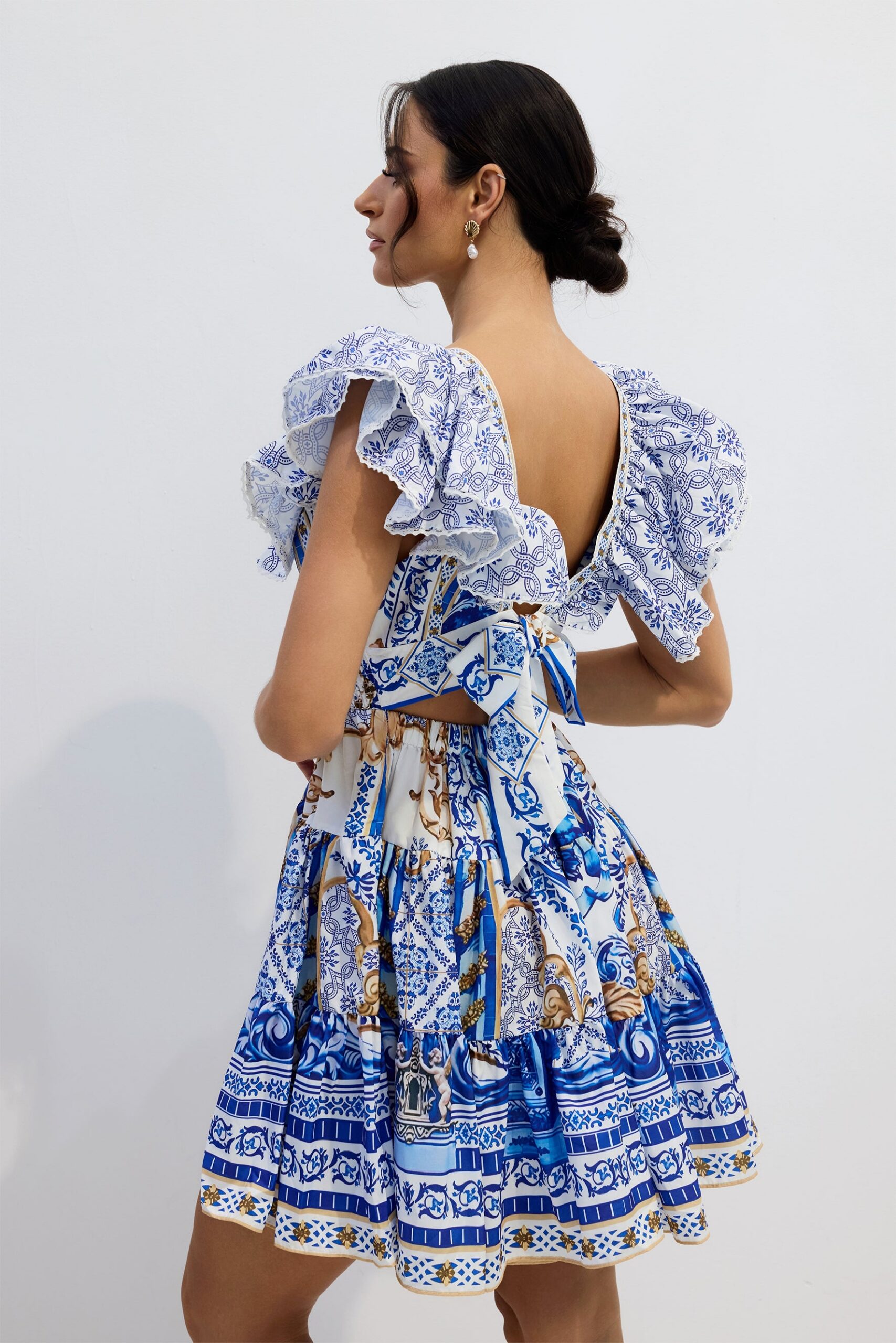 PRINTED PLUNGE MINI DRESS FOR PARTY