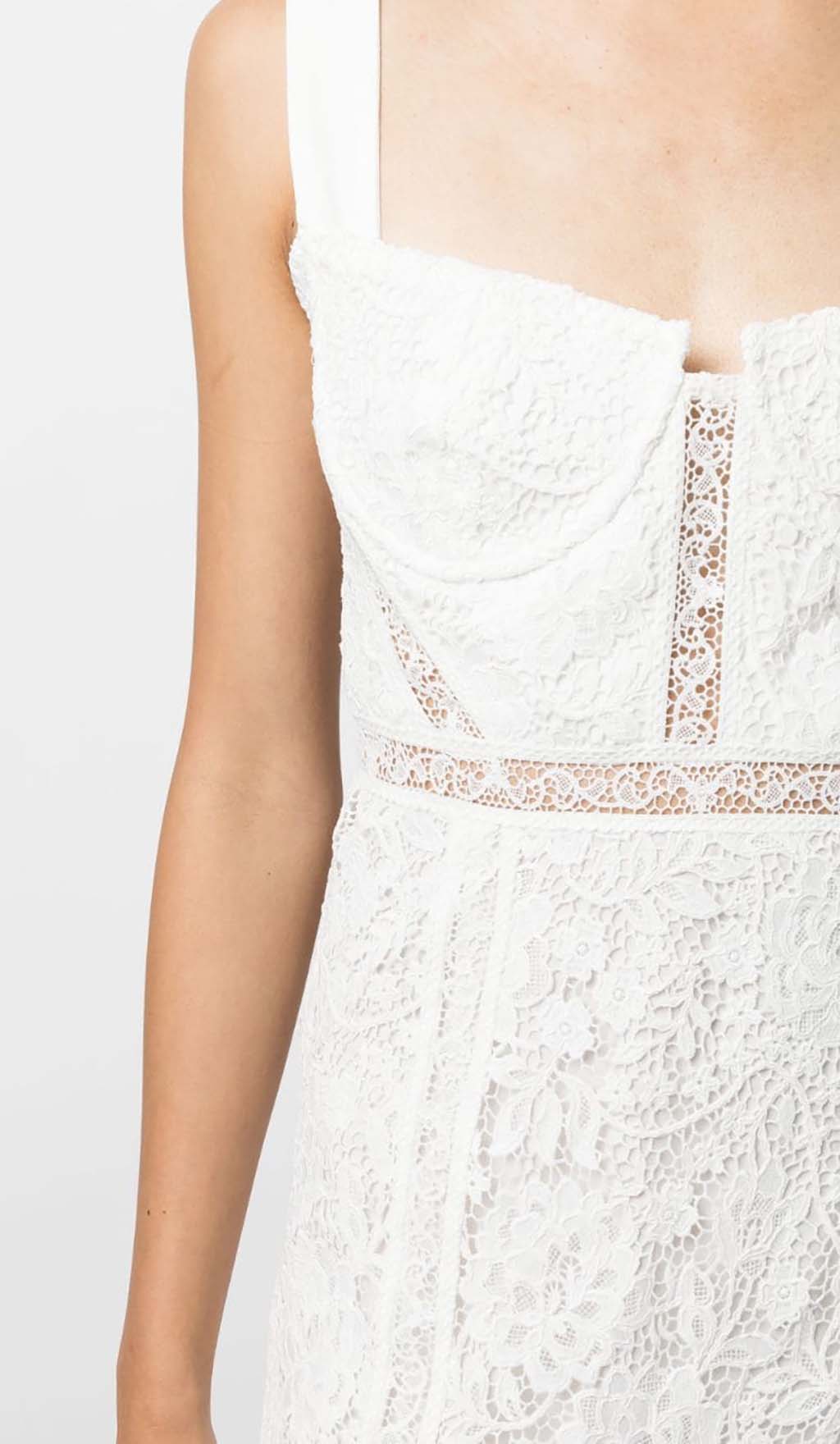 LACE STRAP MIDI DRESS, WHITE WEDDING GUEST