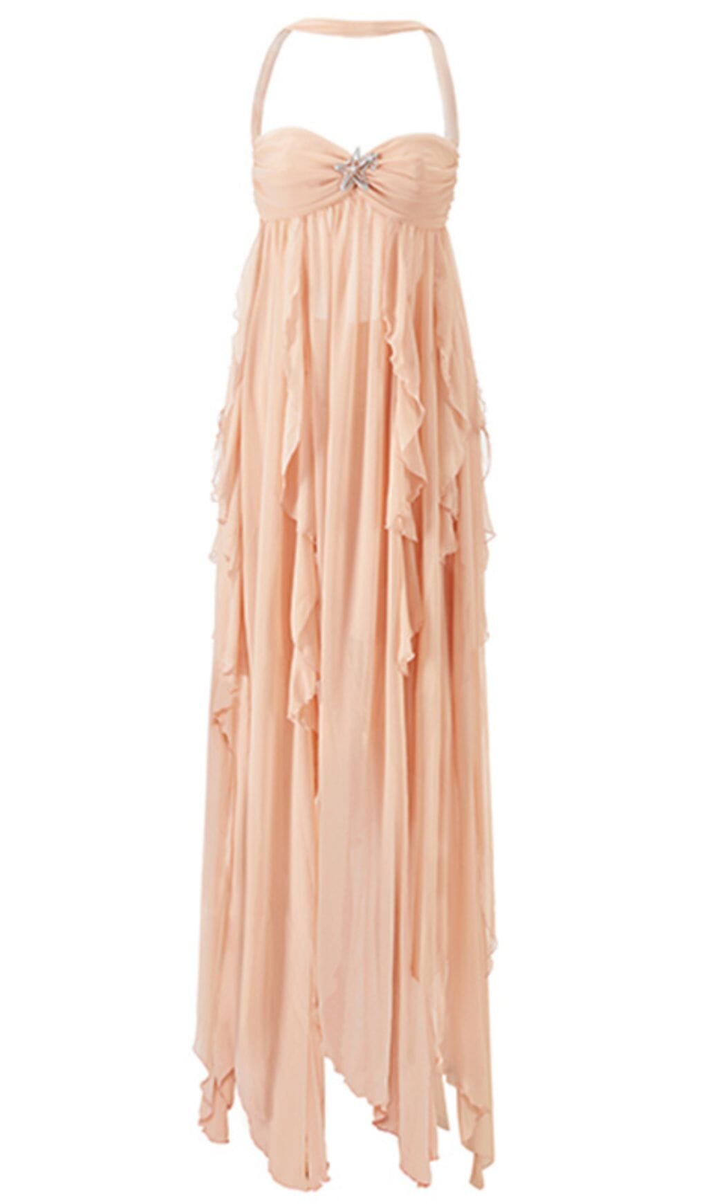 LACE PINK MAXI DRESS FOR WEDDING GUEST