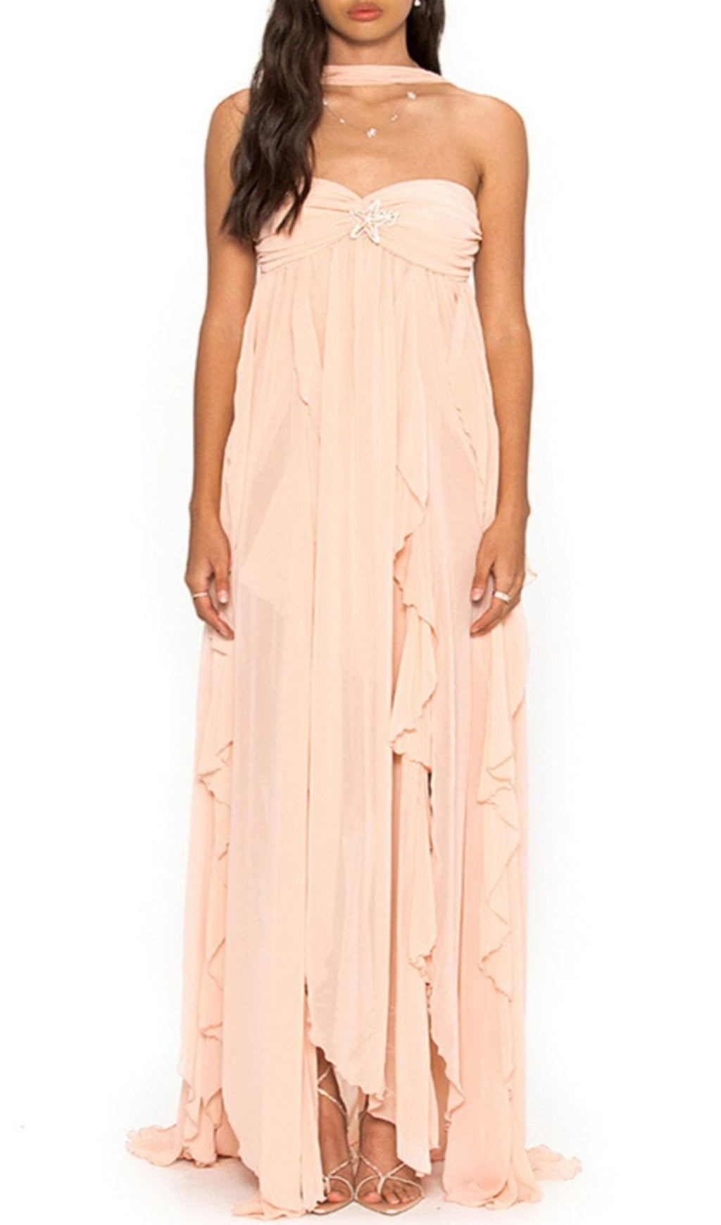LACEIRREGULARMIDIDRESS2 LACE PINK MAXI DRESS FOR WEDDING GUEST