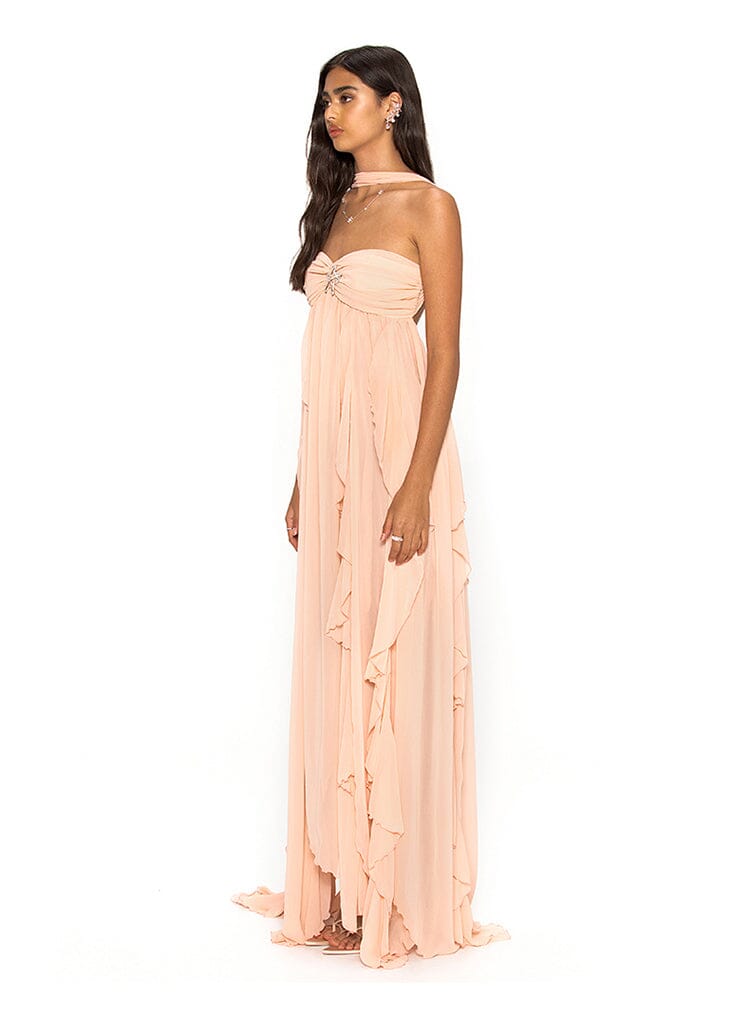 LACE PINK MAXI DRESS FOR WEDDING GUEST