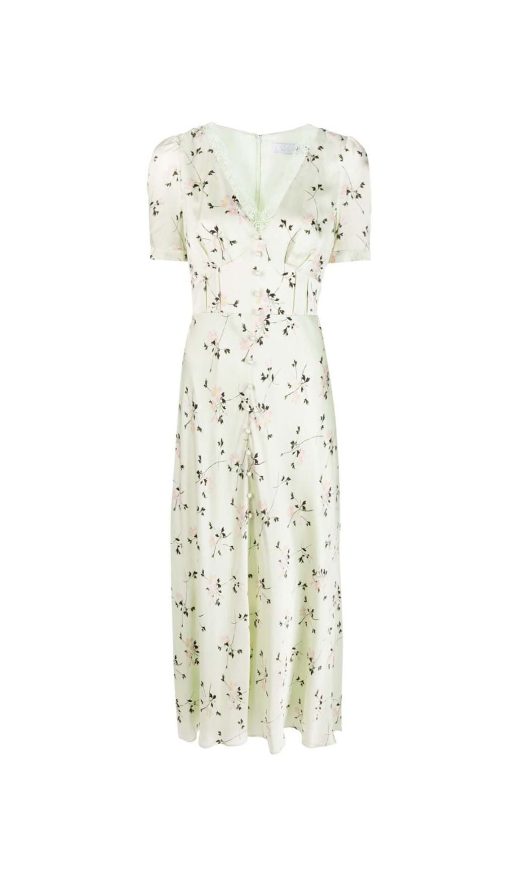 LACE TRIM FLORAL MIDI DRESS FOR WEDDING GUEST