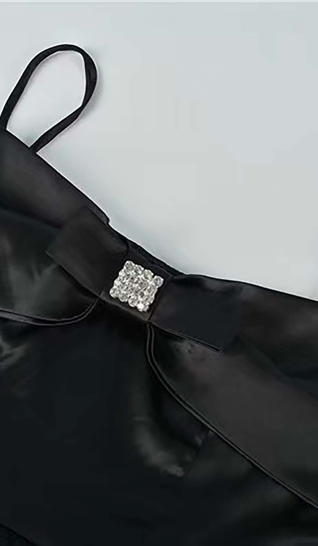 LAYERED BOW MAXI DRESS BLACK FORMAL OCCASION