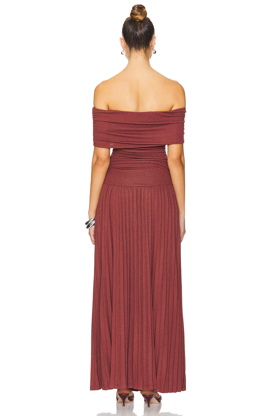 SABINA BRICK RED STRAPLESS BODYCON MAXI DRESS