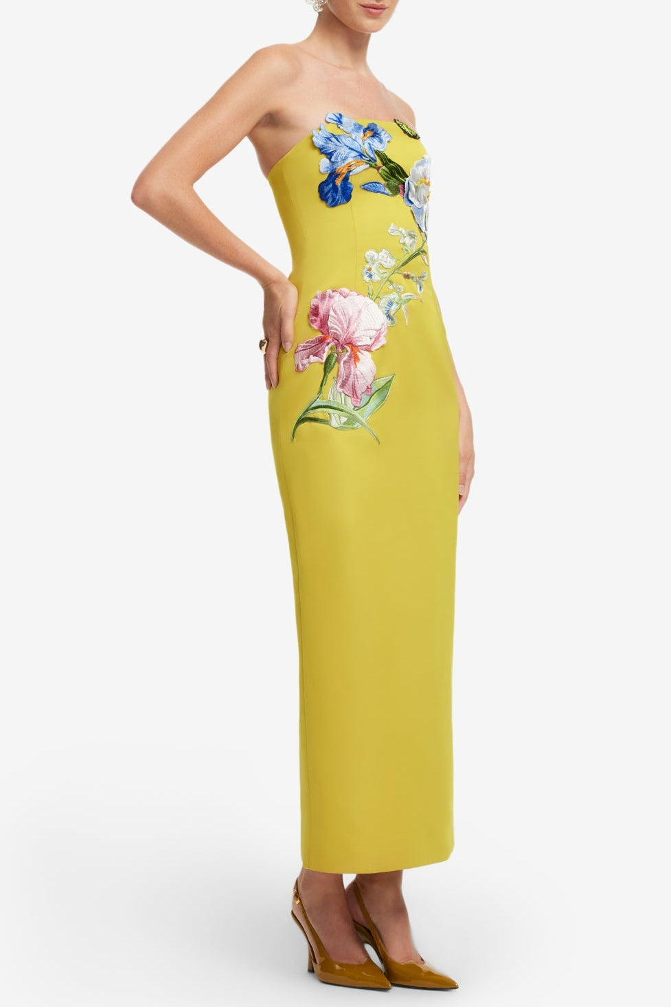 HELOISE YELLOW BUSTIER FLORAL MAXI DRESS