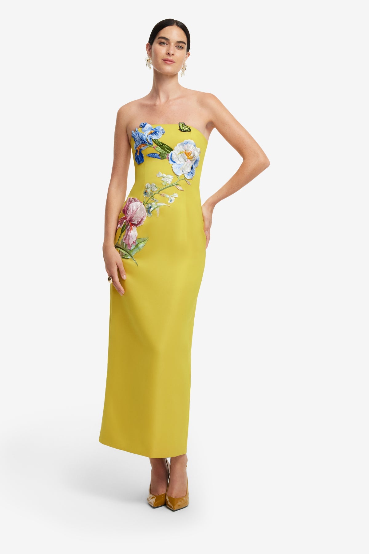 HELOISE YELLOW BUSTIER FLORAL MAXI DRESS