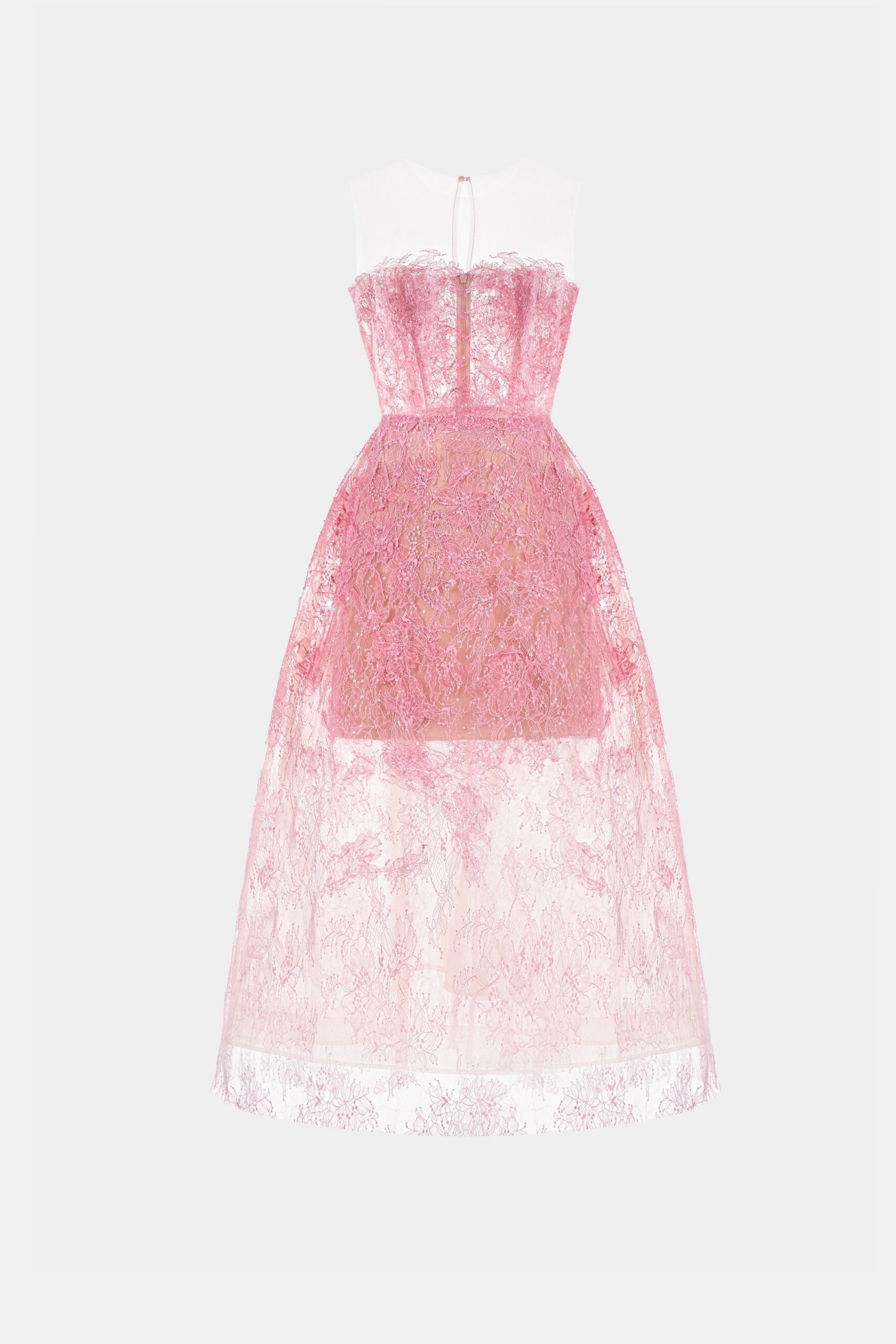 PINK BEADED LACE PARTY DRESS