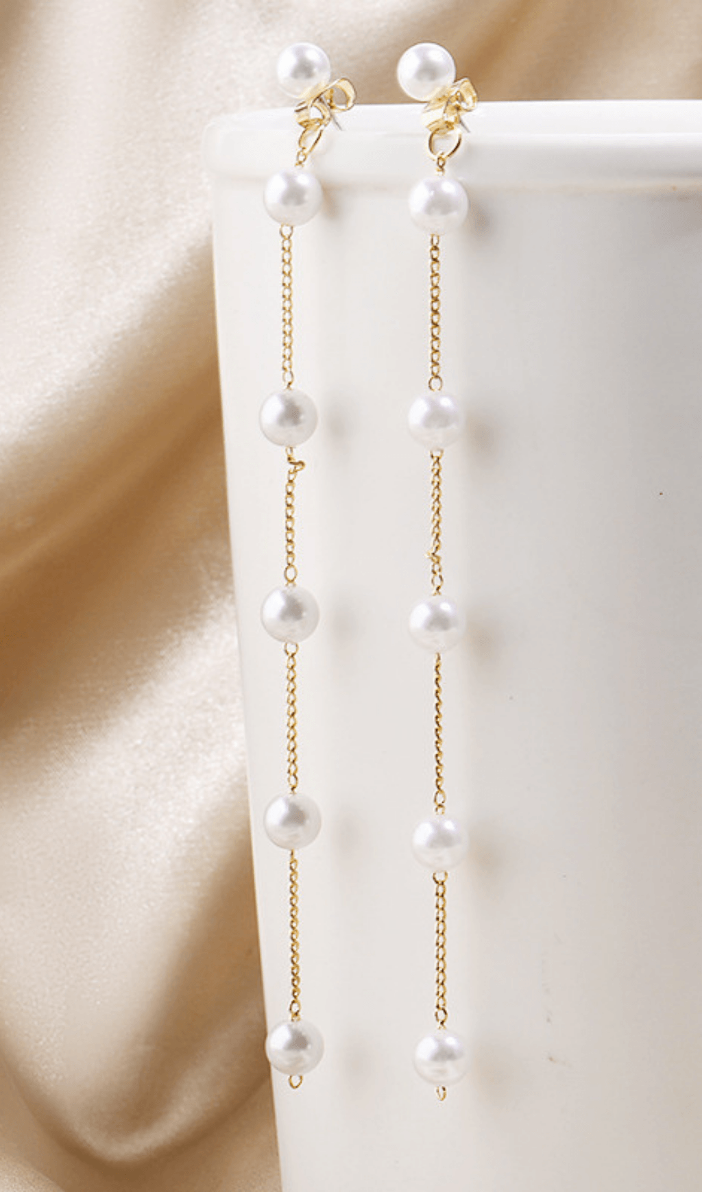 LONG PEARL TASSEL EARRINGS FOR WEDDING PARTY